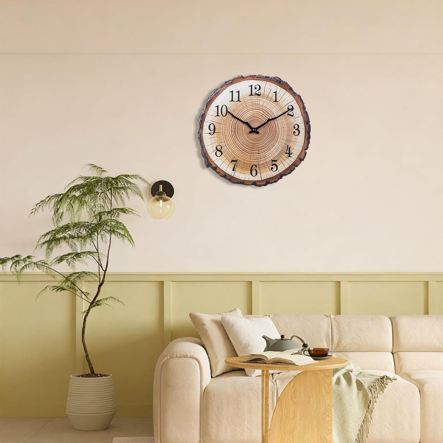 Rustic Wooden Wall Clock 12 Inch Silent Non Ticking Wall Clocks Battery Operated
