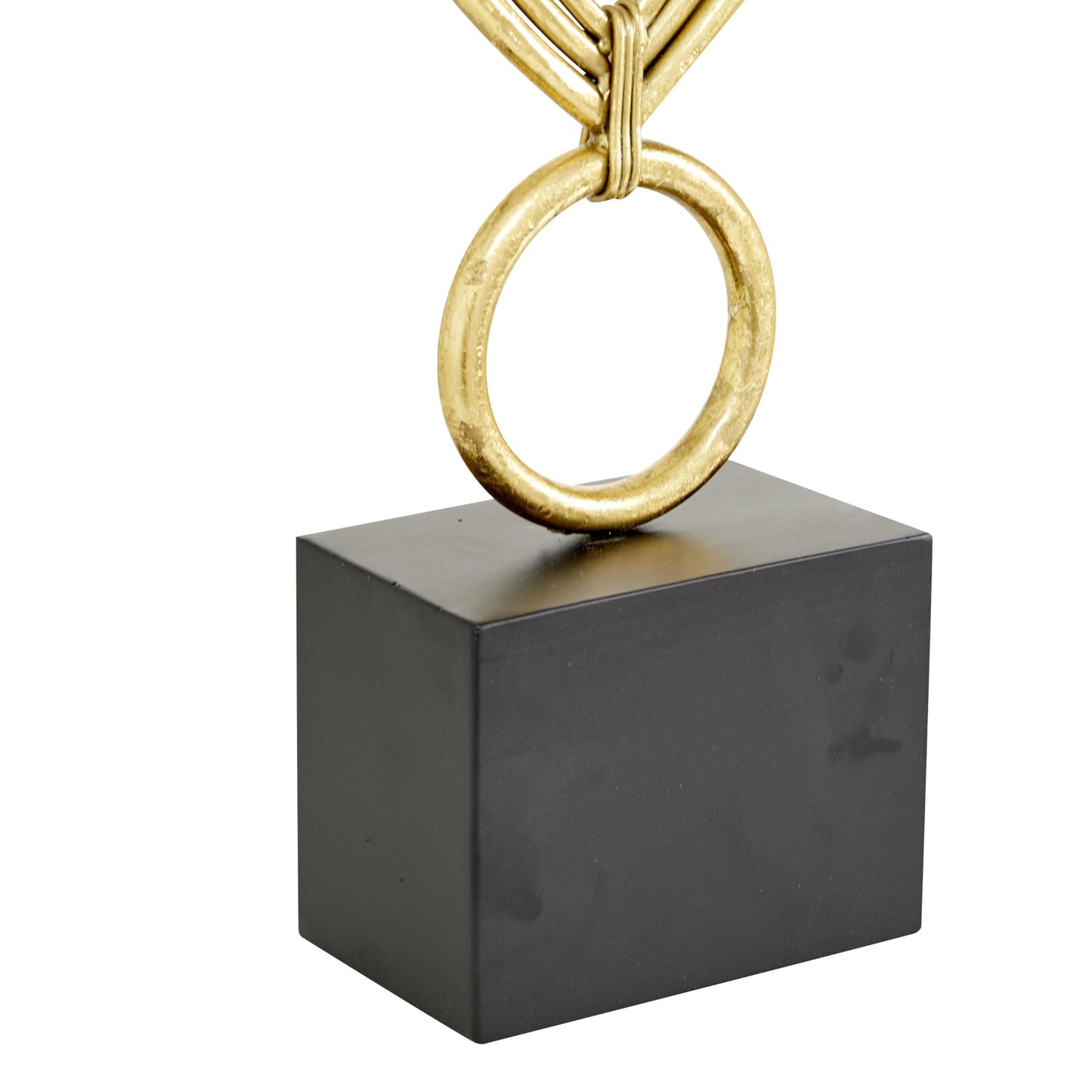 CosmoLiving by Cosmopolitan Metal Abstract Decorative Sculpture Home Decor Statue with Black Base, Accent Figurine 8" x 4" x 24", Gold