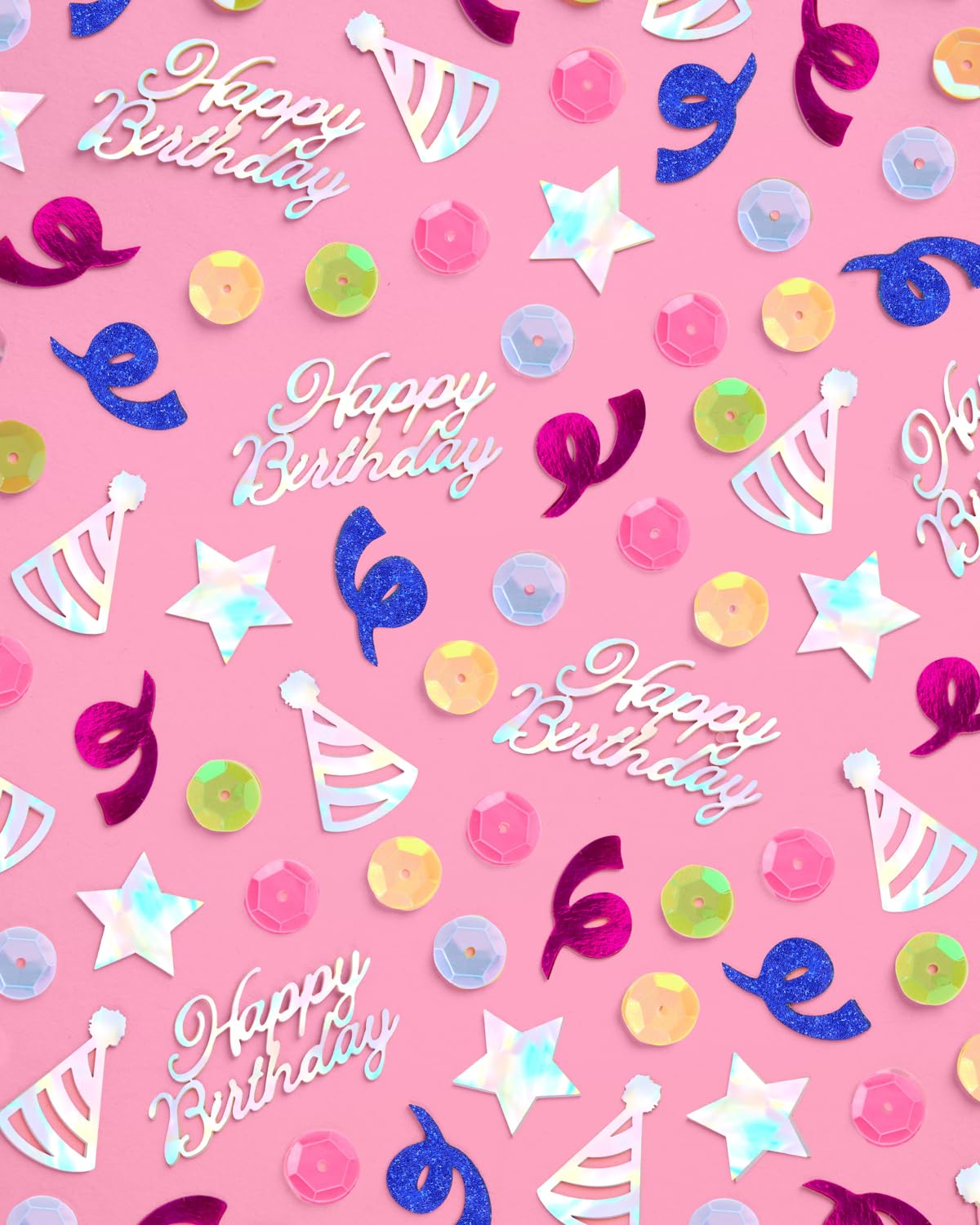 xo, Fetti Happy Birthday Confetti Rainbow | Birthday Party Decorations, Iridescent Foil, Pastel Sequins, Table Scatter, Celebration Decor, Sparkle