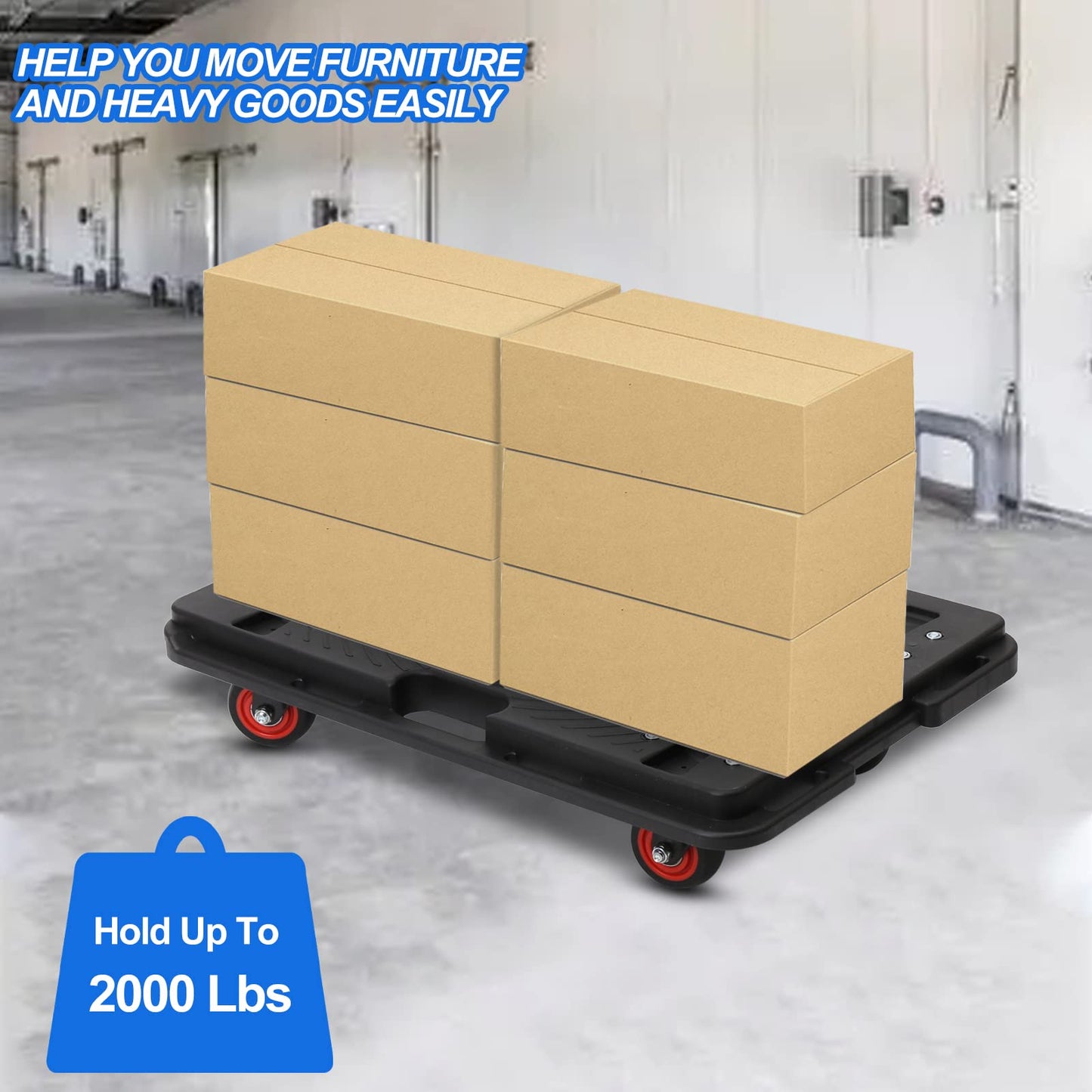 WEPUMP Furniture Moving Dolly Furniture Movers Dollys with Wheels, Portable Moving Rollers Leg Dollies for Heavy Furniture, 4 Wheels Flat Dolly, 1200 Lbs Capacity, Black