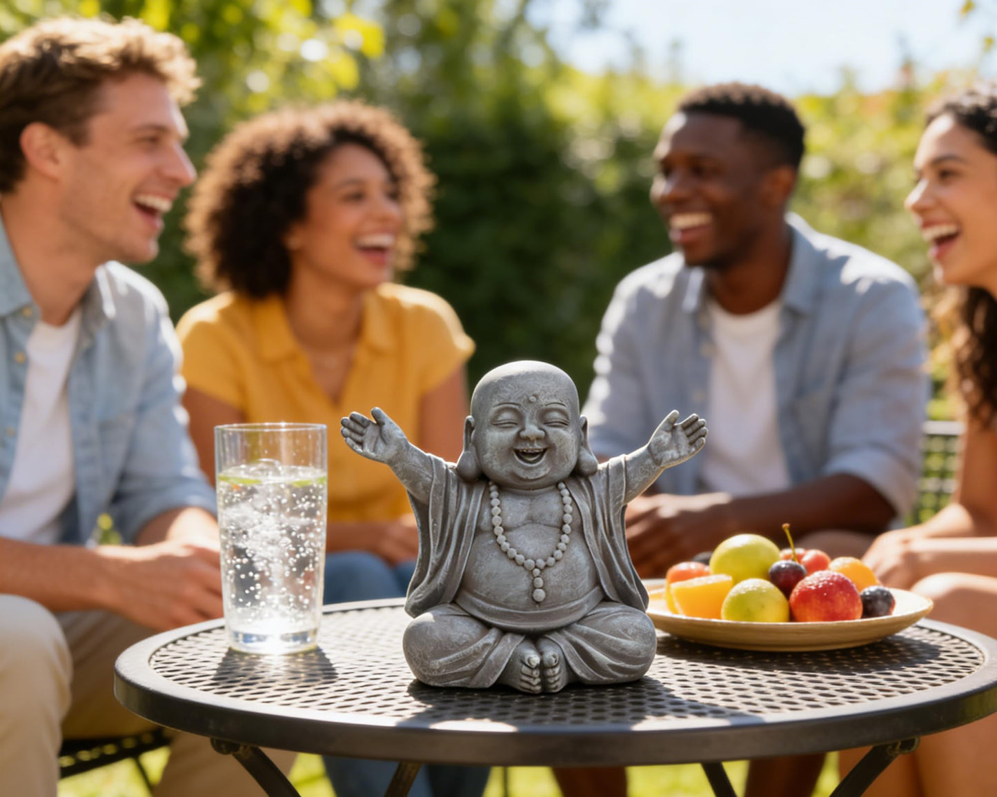 AMOIENSIS Laughing Buddha Statue for Zen Space, Relieve Stress Zen Atmosphere for Indoor/Outdoor Feng Shui Decoration