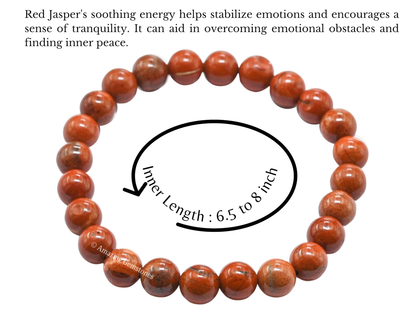 Amazing Gemstone Crystal Bracelet for Women Men's Gifts - Protection Healing Crystal Bracelet - 8mm Gemstone Beaded Stretchable Bracelet Pulseras Para Hombres Mujer Stocking Stuffers Mothers Day Gift (Red Jasper)