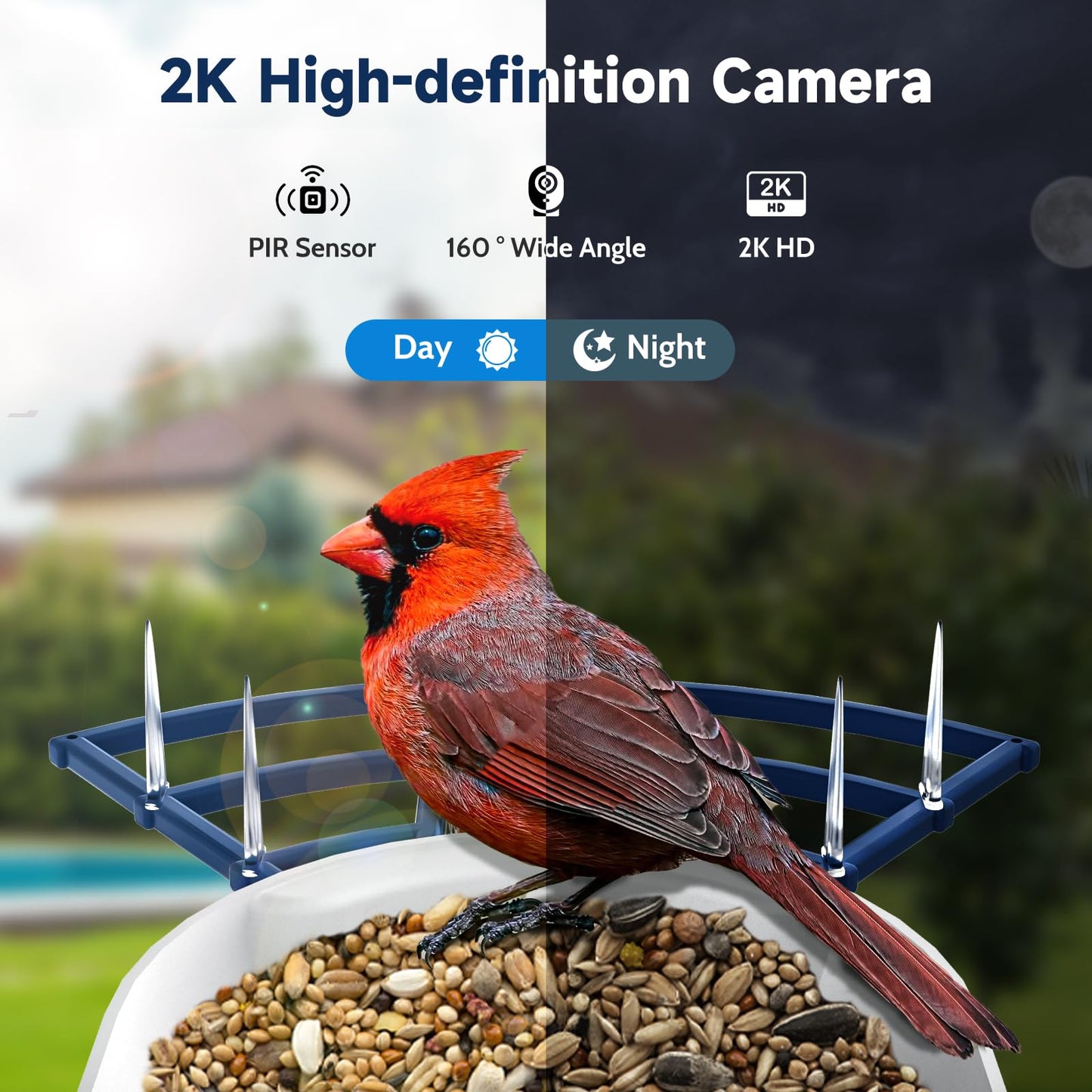 Smart Bird Feeder with Camera,Bird House Camera with Solar Panel,FHD Birds Cam for Bird Watching, AI Identification,Auto Capture & Real-time Notifications,Ideal Gift for Birds Lovers,Parents,Friends