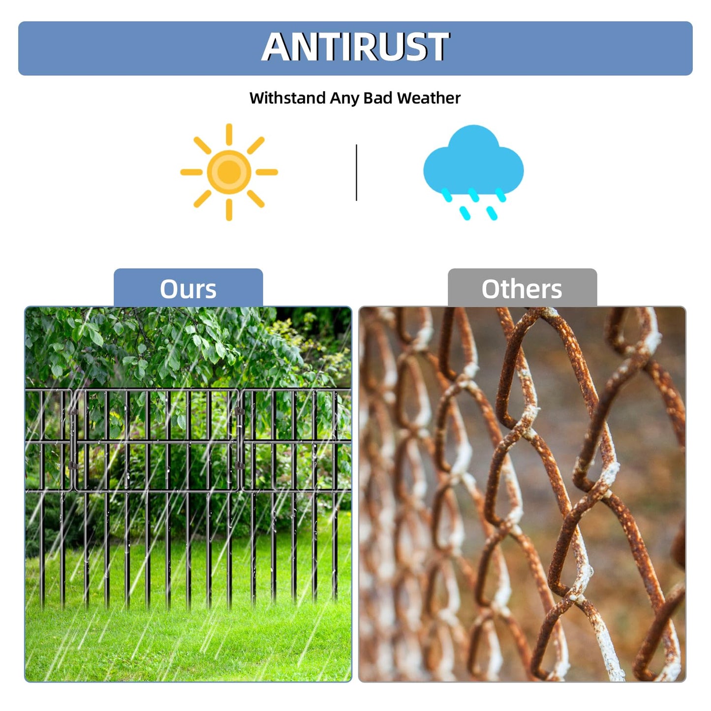 25 Pack Garden Animal Barrier Fence, 17in(H) x27ft(L) No Dig Decorative Fences, 1.5in Spike Spacing Rustproof Metal Garden Fence Border for Dogs Rabbits, Bottom Blocker for Outdoor Yard Patio