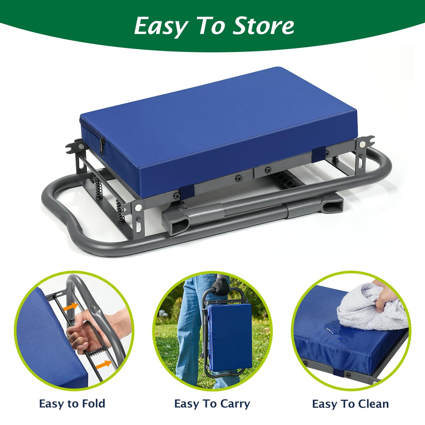 ikkle 838LB+ Capacity Garden Kneeler and Seat - Ultra Heavy Duty Stool Bench with Thick Soft Pad, Gift for Gardeners