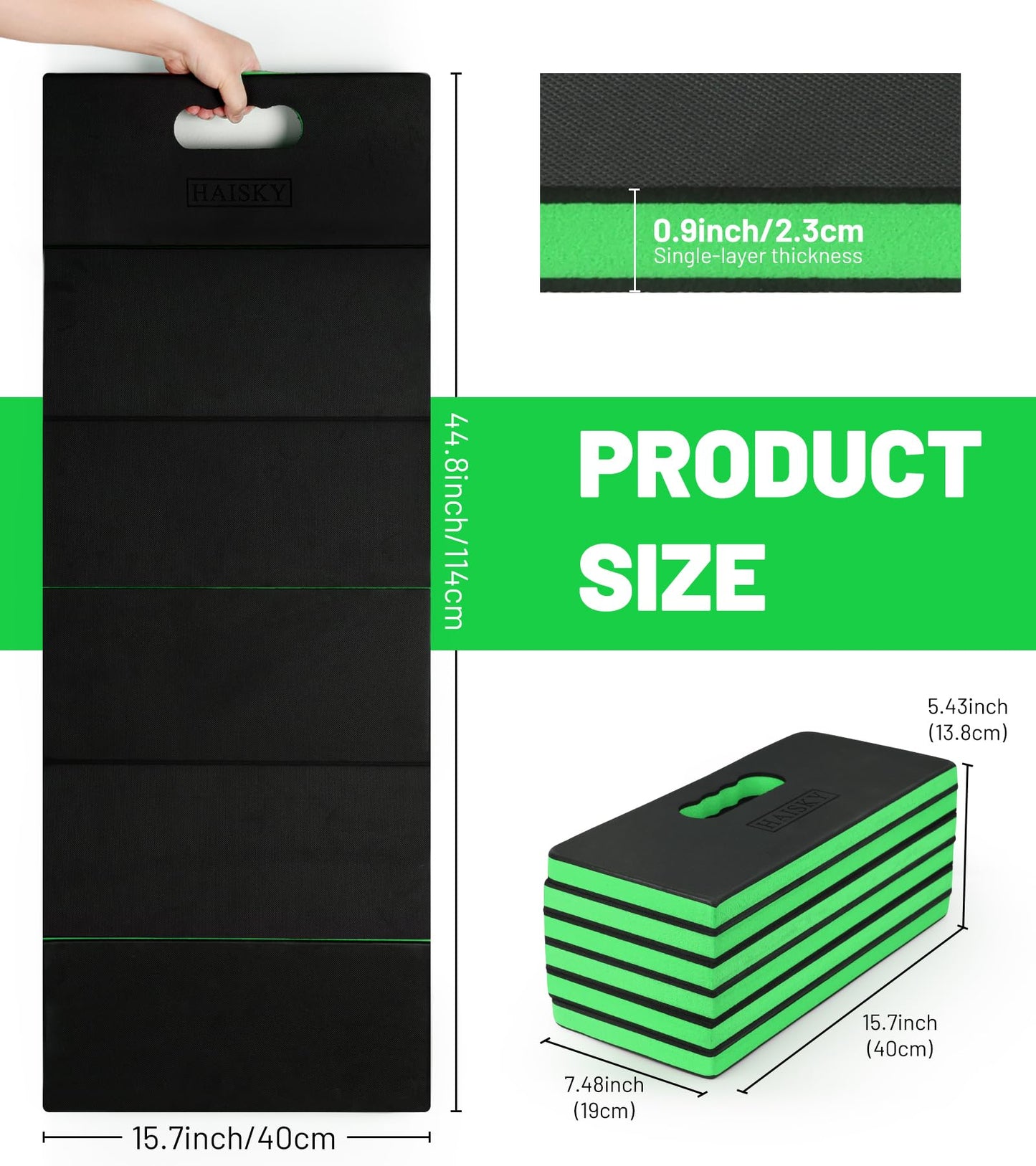HAISKY Foldable Mechanic Mat Kneeling Pad, Extra Thick Density EVA Foam Portable 6-Fold Kneeling Mat, 45" x 16" for Working Under Car, Gardening, Yardwork, Workshop Repairing, Camping