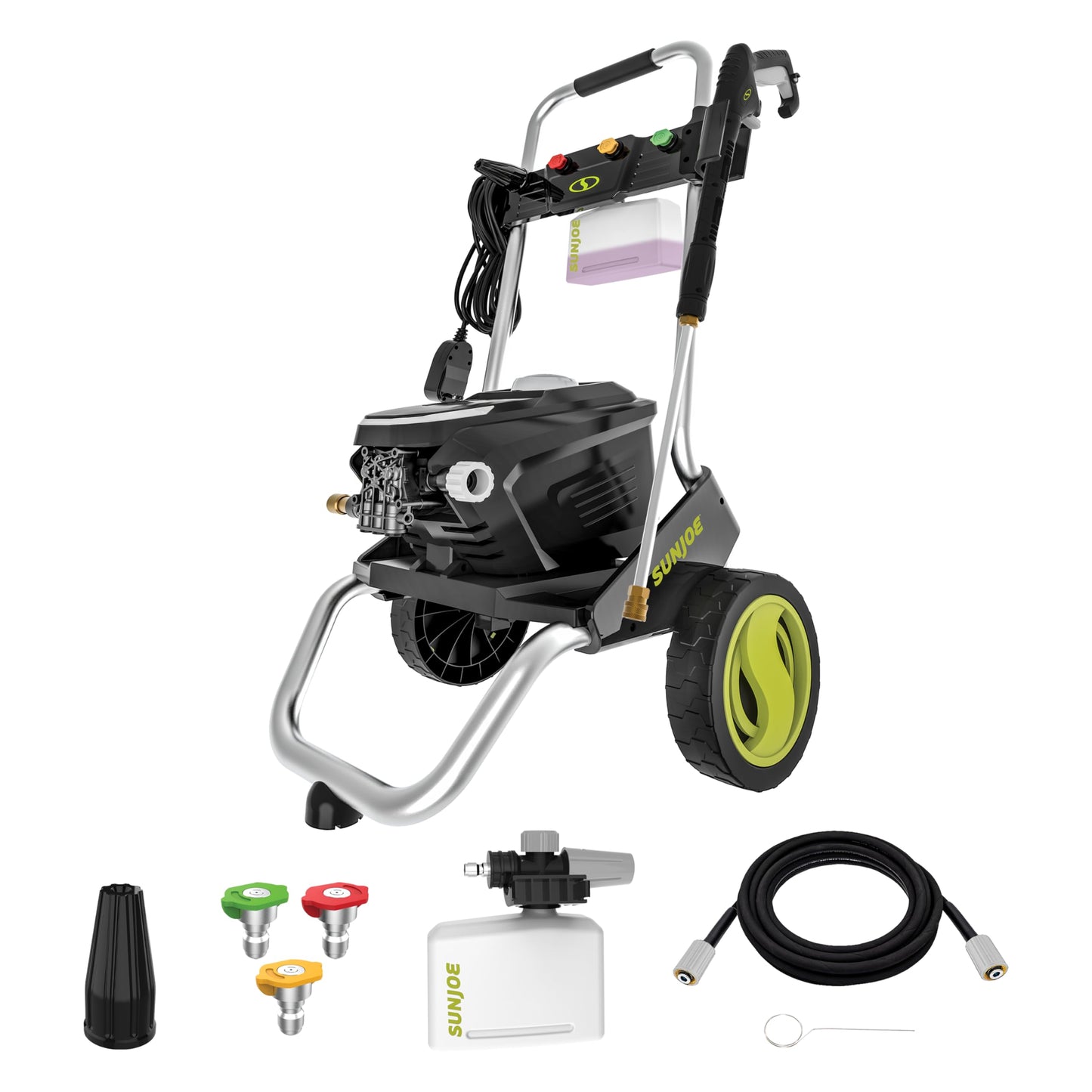 Sun Joe 2200 PSI Electric Pressure Washer, 1.1 GPM with Foam Cannon, Turbo Nozzle, 25 Ft Hose, 35 Ft Cord, 13-Amp Power Cleaner for Outdoor Surfaces