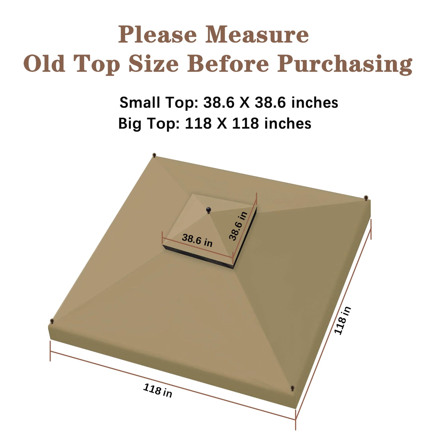 SCOCANOPY Gazebo Replacement Cover Top Fit for Winslow Gazebo (10X10 FT) Modle # L-GZ038PST-3A, (Beige)