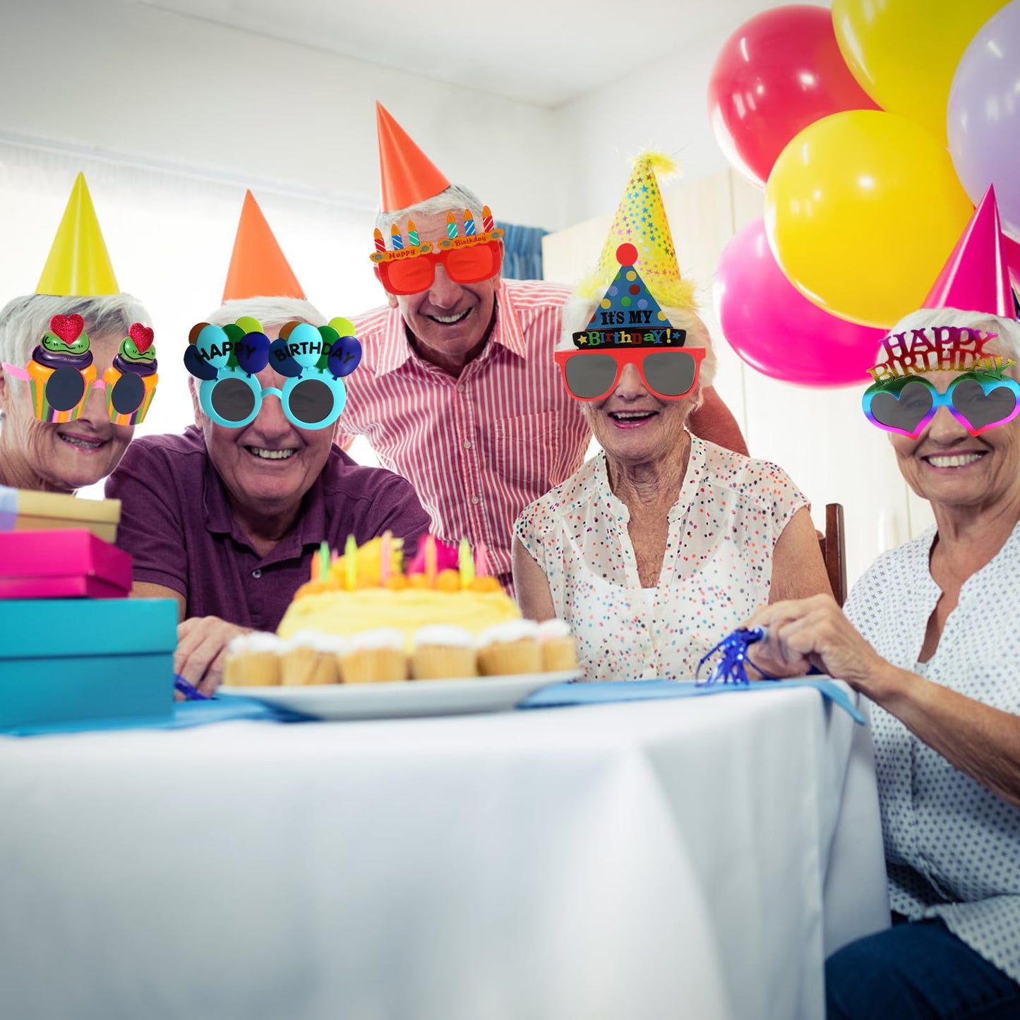 NICOWARM 12pcs Birthday Glasses, Happy Birthday Sunglasses, Novelty Funny Photo Booth Props for Happy Birthday Party, Birthday Sunglasses for Adults Birthday Party Supplies