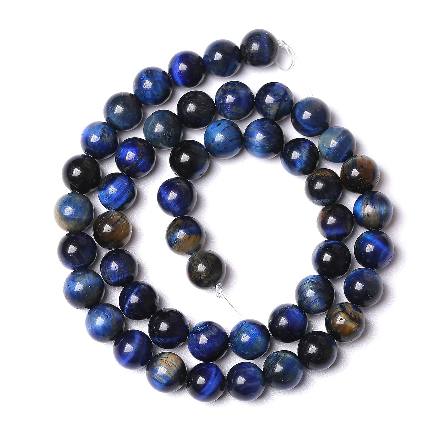 Lapis Lazuli Blue Tiger Eye Beads Natural Stone Round Loose Beads Energy Gemstone Healing Power for Jewelry Making 1 Strand 8mm 46pcs 15"