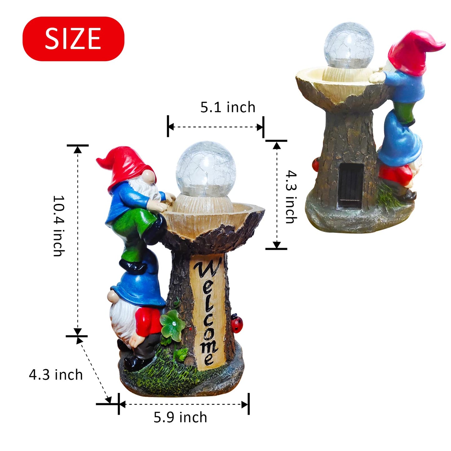 Binqiuu Garden Gnomes Outdoor Statue with Solar LED Lights, Solar Garden Gnomes Decorations10.4 in Funny Double Gnomes Sculptures Home Outdoor Lawn Yard Decor, Ideal Gnomes Gifts for Women/Grandma/Mom
