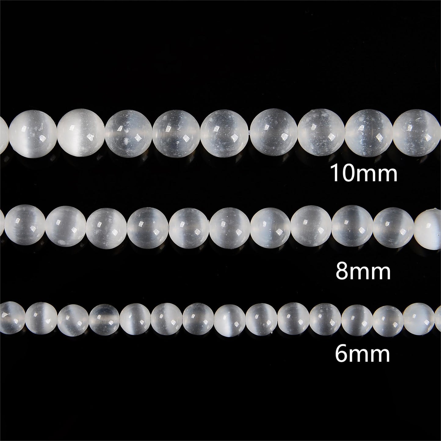 65Pcs 6mm Natural White Selenite Smooth Round Beads Loose Real Stone Beads Gemstone Genuine for DIY Hand Made Craft Jewelry Bracelet Earring Necklace String Making Energy Healing Power