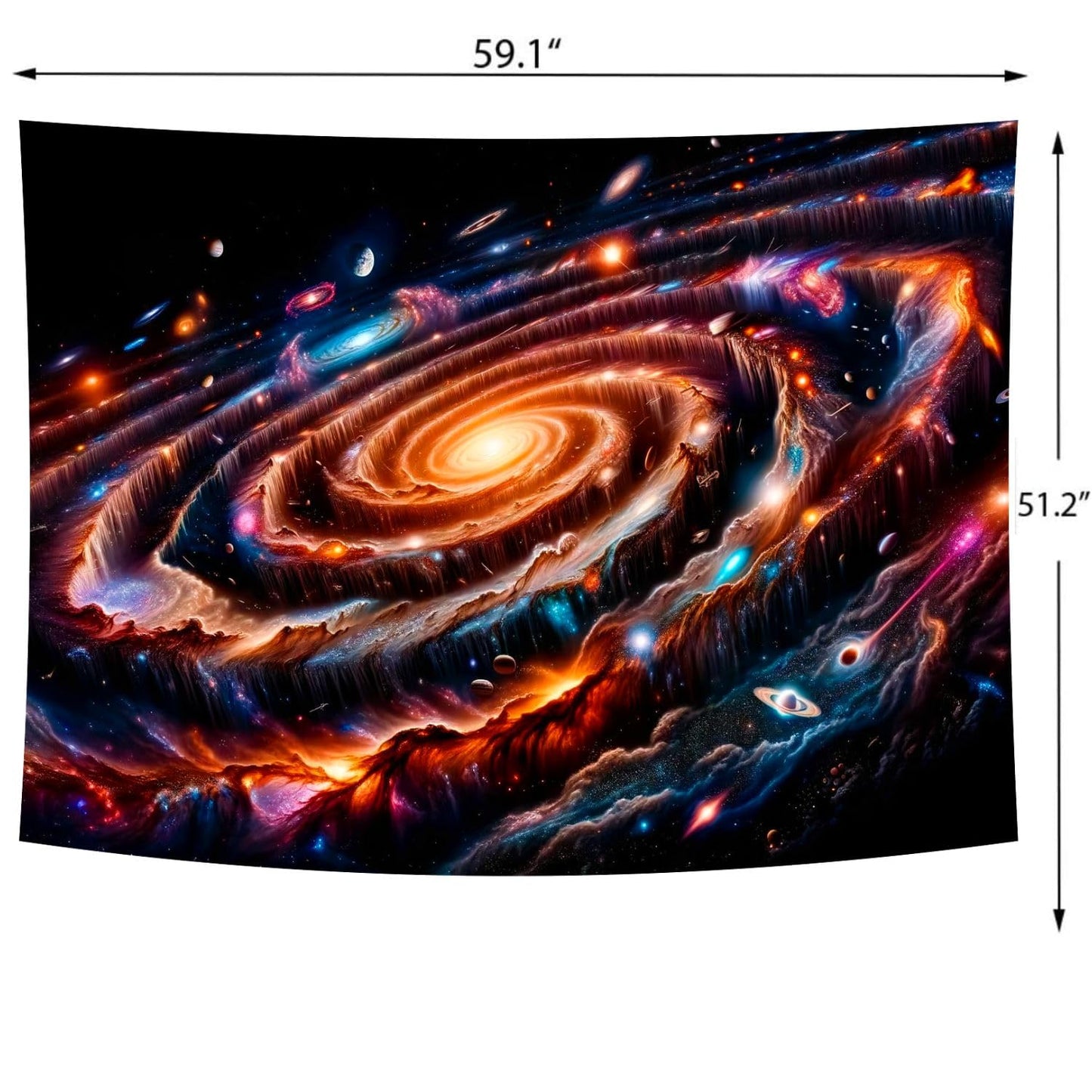 Delur Galaxy Tapestry Spiral Universe Planet Starry Sky Wall Hanging Tapestry Outer Space Nebula Cosmic Psychedelic Abstract Headboard for Bedroom Living Room Home Decor (51.2" x 59.1")