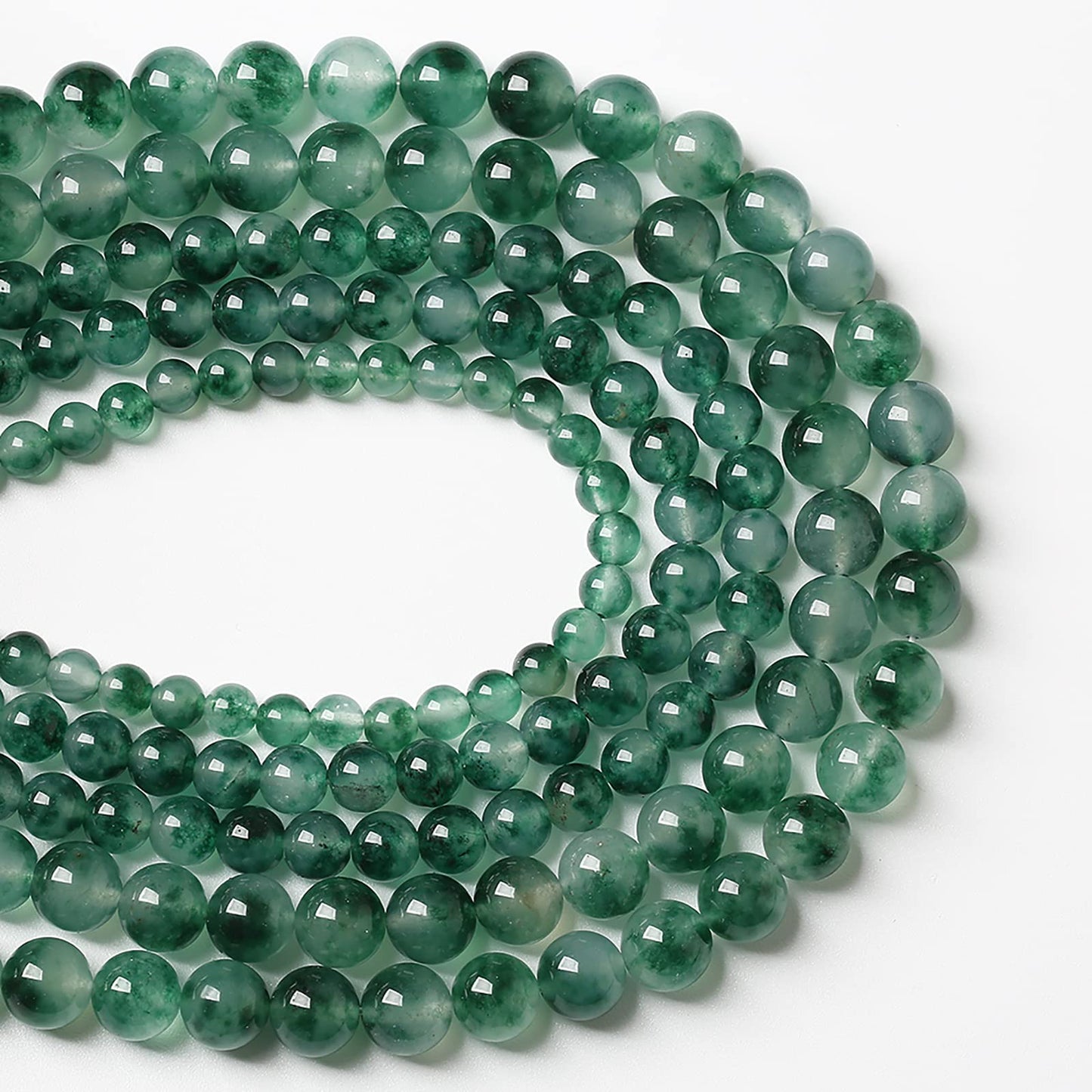 60pcs 6mm Natural Water Grass Jades Chalcedony Beads Round Loose Beads for Jewelry Making DIY Bracelets Crystal Energy Healing Power Stone (6mm, Water Grass Jade Beads)