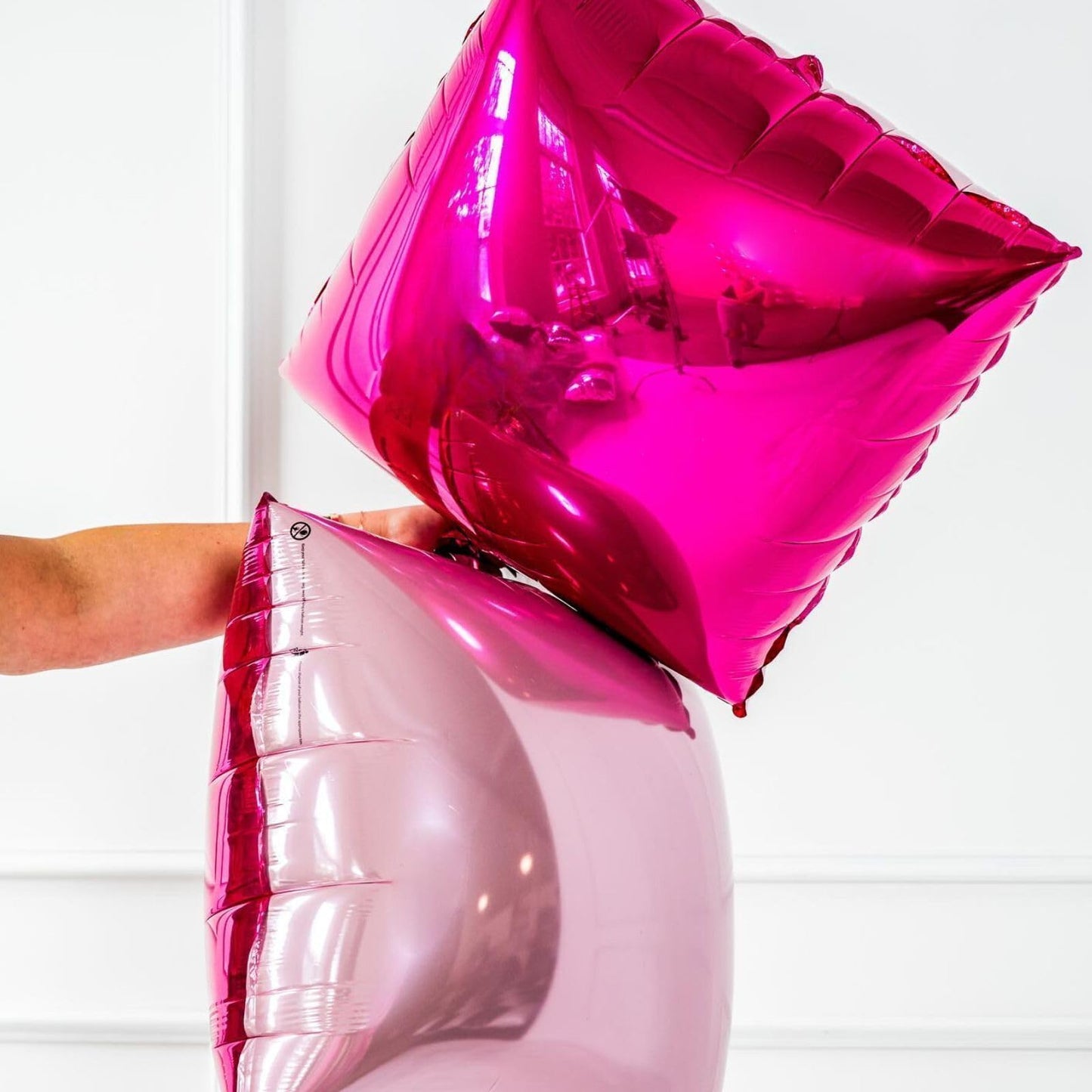 Hot Pink and Rose Double Sided Square Foil Balloons Wall,19 Inches Pink Metallic Foil Balloons Tunnel Arch Kit for Girls Bachelorette,Wedding,Anniversary,Mothers Day Party Background Decorations
