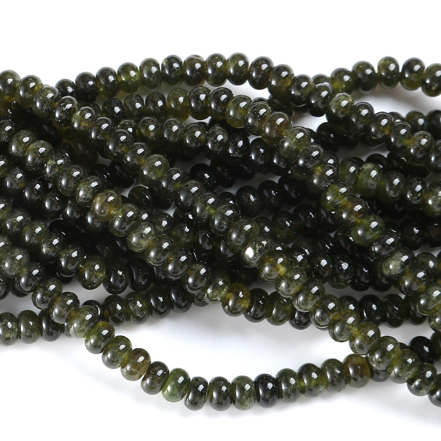 5x8mm 76pcs Natural Stone Green Garnet Jade Rondelle Spacer Loose Beads Abacus Disk Stone Round Loose Gemstone Beads for Jewelry Making DIY Bracelet Necklace