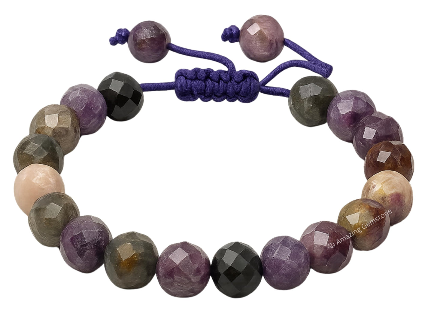 Amazing Gemstone Women's Multi Tourmaline Bracelet - Chakra Mens Bracelet Protection Crystals & Healing Stones - Blessing Bracelet Spiritual Meditation Gift (Faceted Beaded Bracelet, Adjustable)