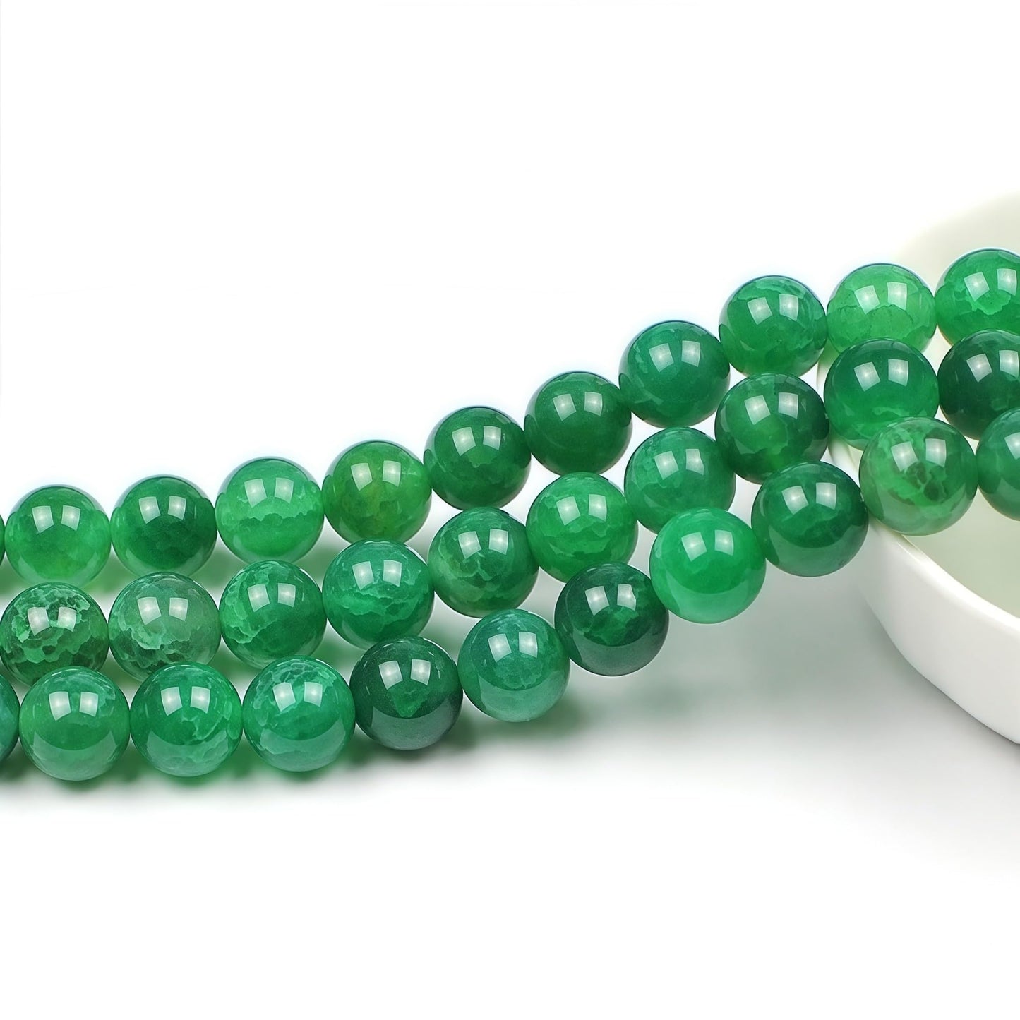MJDCB Natural Stone Beads 8mm 43pcs Round Green Dragon Vein Agate Loose Gemstone Bead Charms for Jewelry Making Bracelet Necklace Earring Pendant