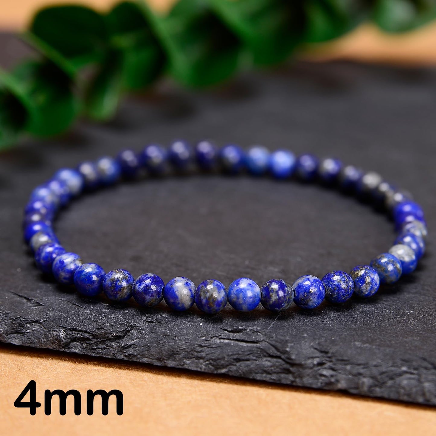 CHCCOYE 4mm Natural Healing Gemstone Bracelet Handmade Yoga Stretch Elastic Bracelet Stress Relief Crystal Jewelry for Men and Women (4mm Lapis Lazuli)