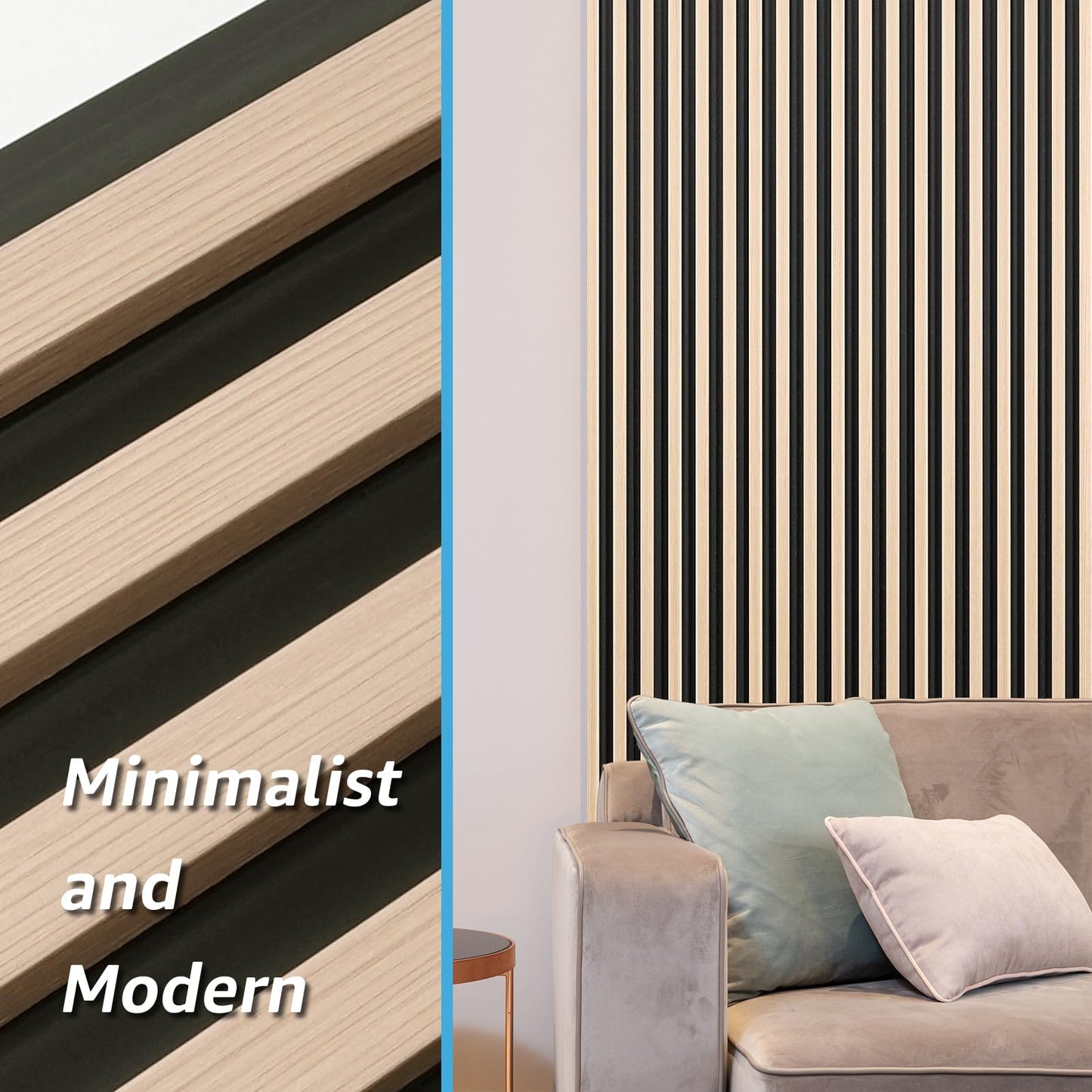 Art3d 8-Pack WPC Wood Slat Wall Panel for Interior Décor, 3D Wood Fluted Acoustic Paneling for Living Room Bedroom Home & Office Accent Wall Decor - 96 x 6 Inch Oak