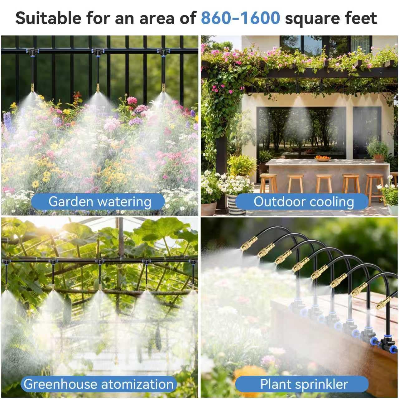 Qzefmlix 100FT Drip Irrigation System,Garden Watering System with 17 Copper Nozzles&1/4" Tubing, 360° Adjustable Irrigation System for Garden,Automatic sprinklers for Yard,Raised Beds&Greenhouse
