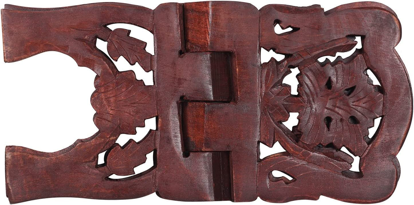 AnNafi® Wooden Book Holder Stand | Rehel/Rehal For Quran Geeta Bible | Indian Book Holders For Reading Hands Free For Desk Carved Antique | Holy Book Stand Prayer/Pooja Wood Islam Decor Handmade Gifts