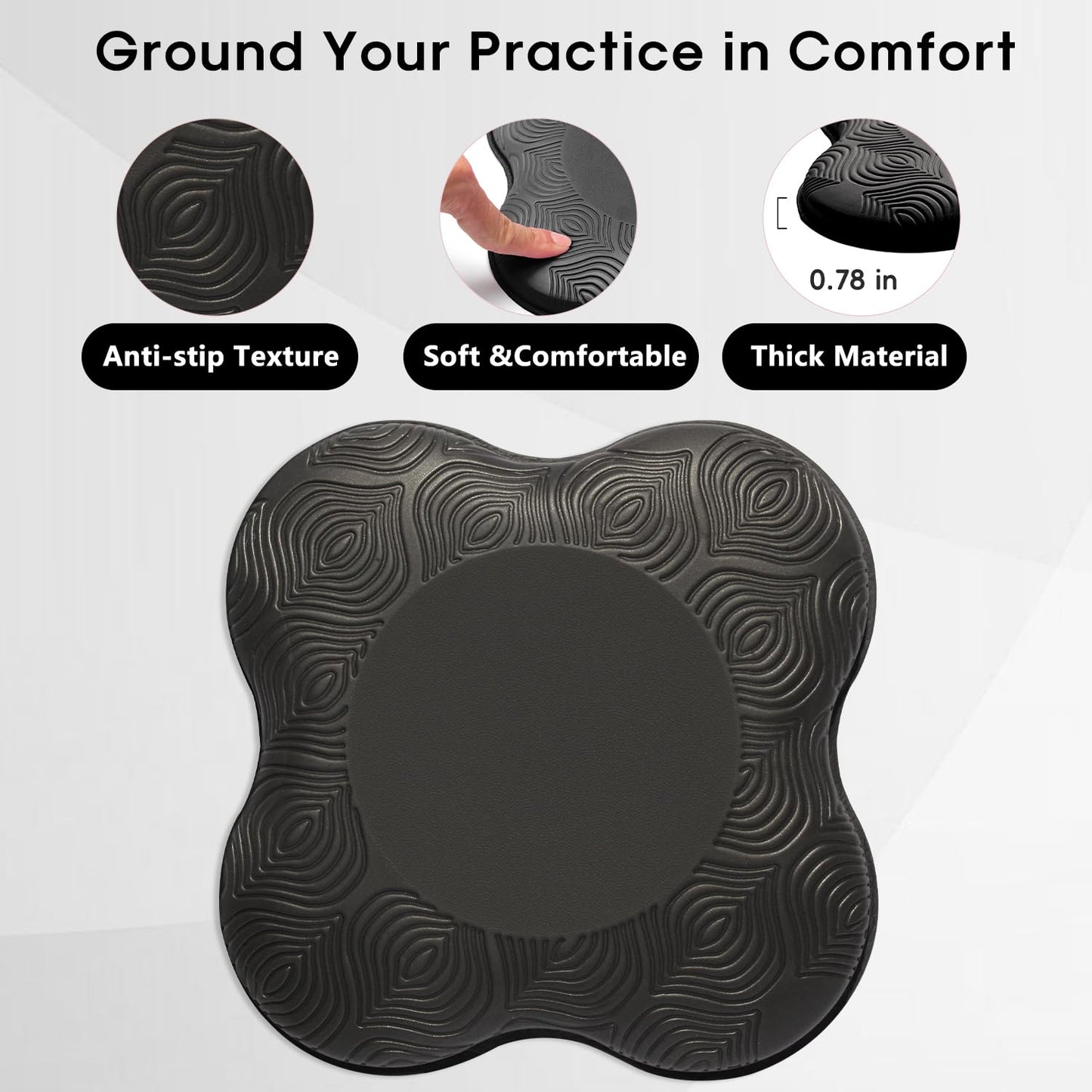 MBHKRRS 2 Pack Yoga Knee Pads Mat Set - Extra Thick Foam Kneeling Pad Cushion for Knees, Elbows, Wrists, Head - Yoga Essentials for Women Men, Non-Slip Pilates, Meditation, Floor Workouts (black)