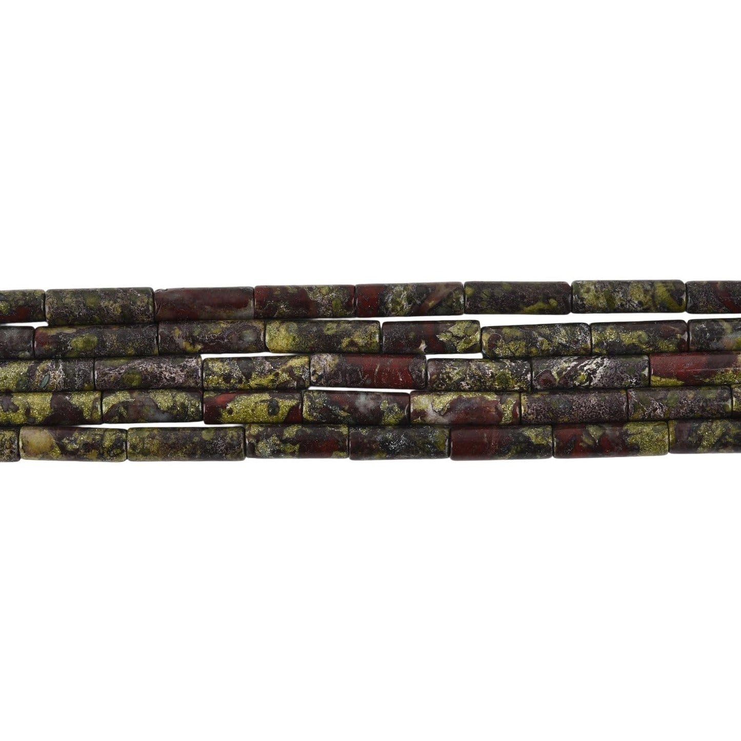 HAAMIIQII Natural Dragon Bloodstone Tube Beads 13x4mm Column Stone Cylinder Gemstone Loose Beads for Jewelry Making Strand 15 Inch (28-29pcs)