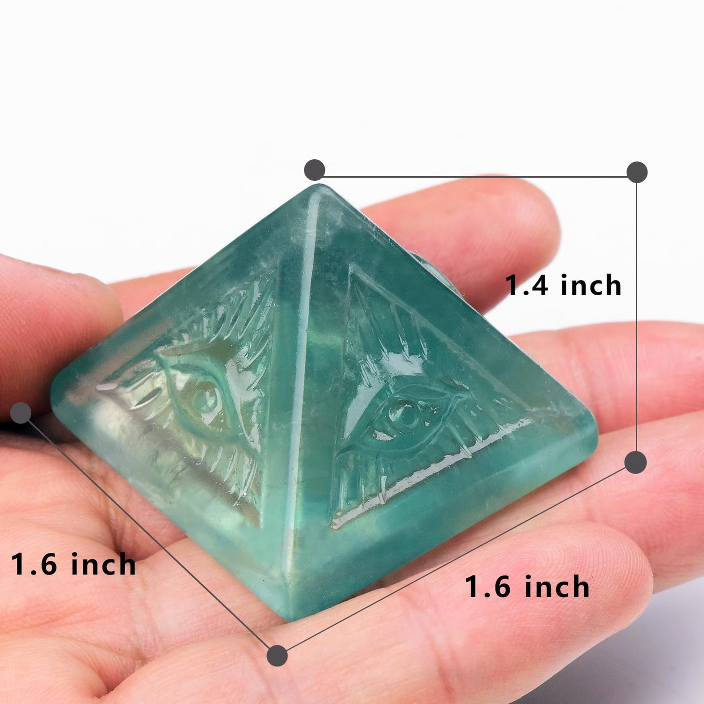 QLRSUXN Fluorite Healing Crystal Pyramid,Natural Stone Green Pyramid for Meditation, Reiki Energy, Chakra Balancing,Energy Enhancement Great Gift for Home Decor, Office Desk, and Spiritual Practices