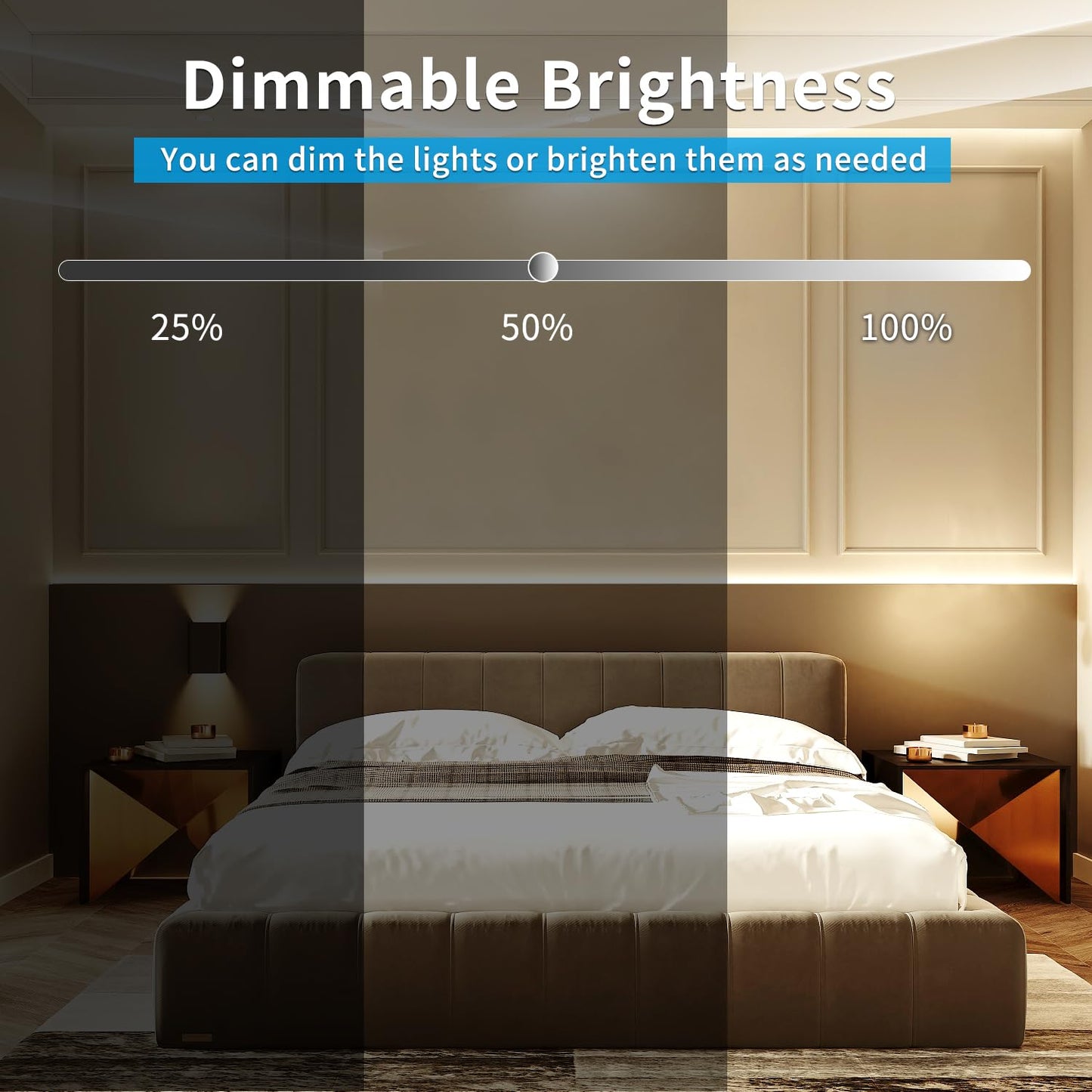 Yeewhale COB LED Strip Lights 50ft,3000K DC 24V Dimmable Warm White Flexible LED Rope Lights for Bedroom,with Remote and app Control LED Lights Strip for Living Room, Shelf, Cabinet