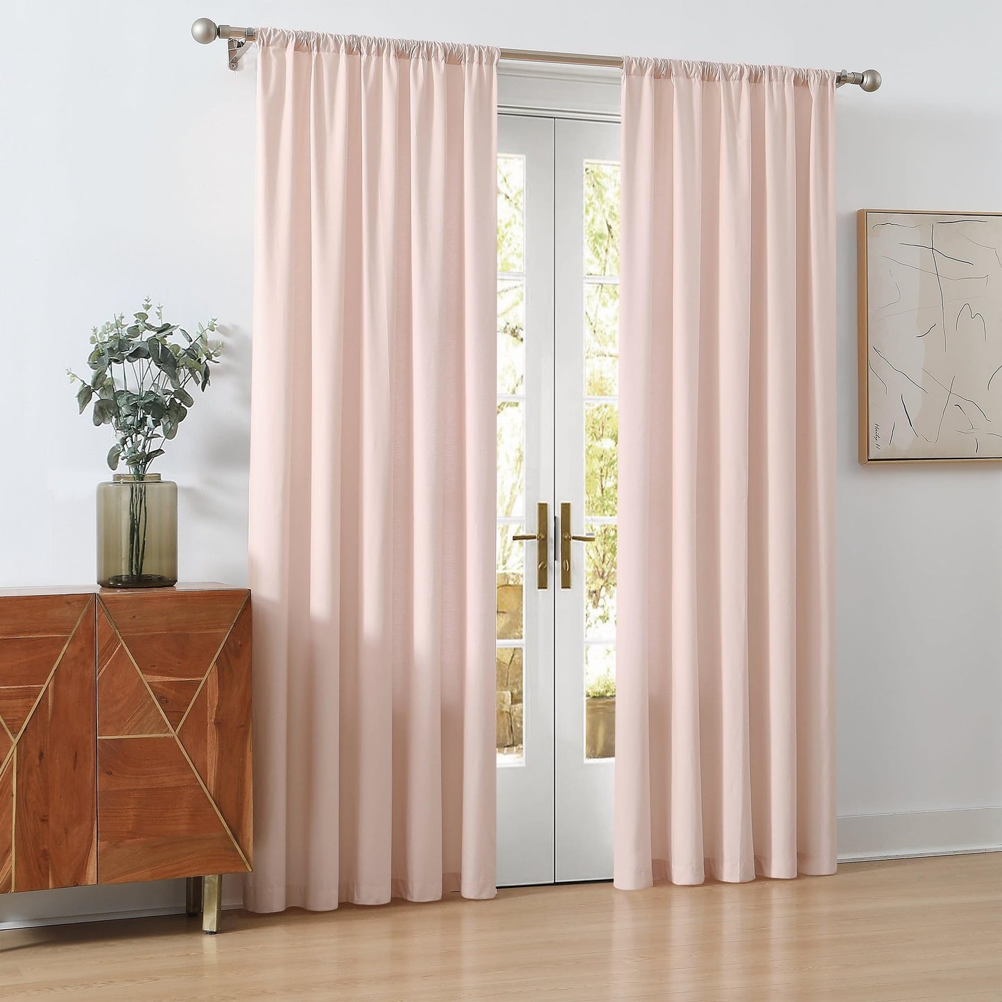 CANNON Solid Cotton Percale Blush 50x84 Window Curtain Pair, Solid Color Themed, Oeko-TEX Certified Confidence