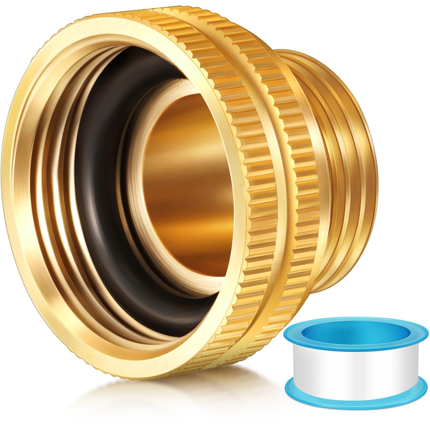 Solid Brass Garden Hose Adapter, 3/4'' GHT Garden Male x 1'' NPT Female Connector, 1 Inch Male Hose Thread to 1.3 Inch Pipe Fittings Thread, with Rubber Gasket