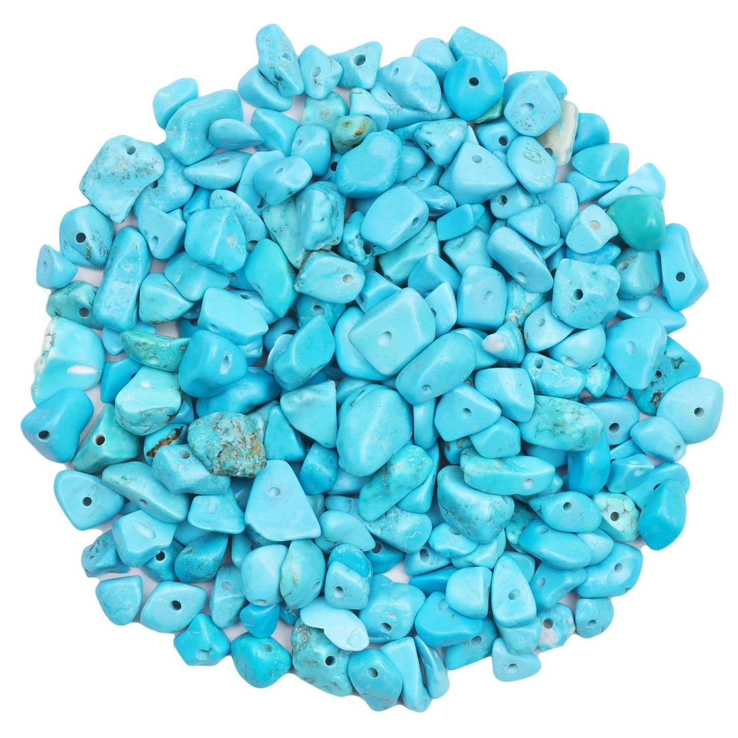 500 pcs Natural Chip Stone Beads, Dyed Blue Turquoise 5-8 mm Irregular Gemstones Healing Crystal Loose Rocks Bead Hole Drilled for Jewelry Making Bracelet