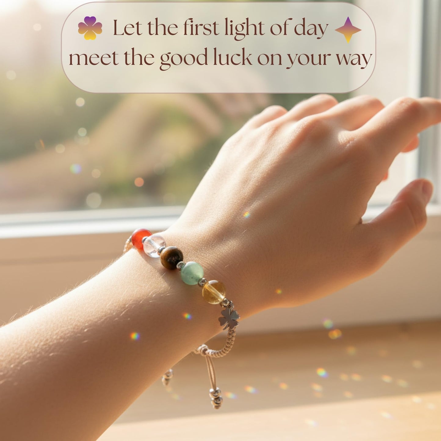 Atminafays Abundance Money Bracelet/Good Luck Bracelet – 8mm AAA+ Genuine Healing Crystals | Adjustable Feng Shui Jewelry for Men Women | Manifestation for Yoga Meditation (good luck)