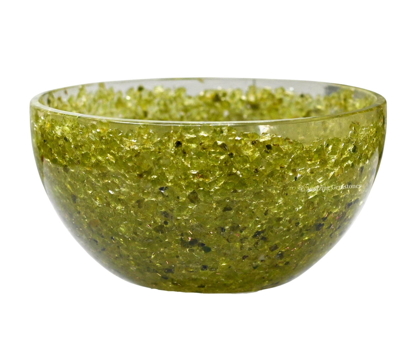 Amazing Gemstone Peridot Orgonite Orgone Crystal Gemstone Bowl - 3" Orgonite Peridot Crystal Bowl for Meditation, Crystals and Healing Stones Gift and Protection