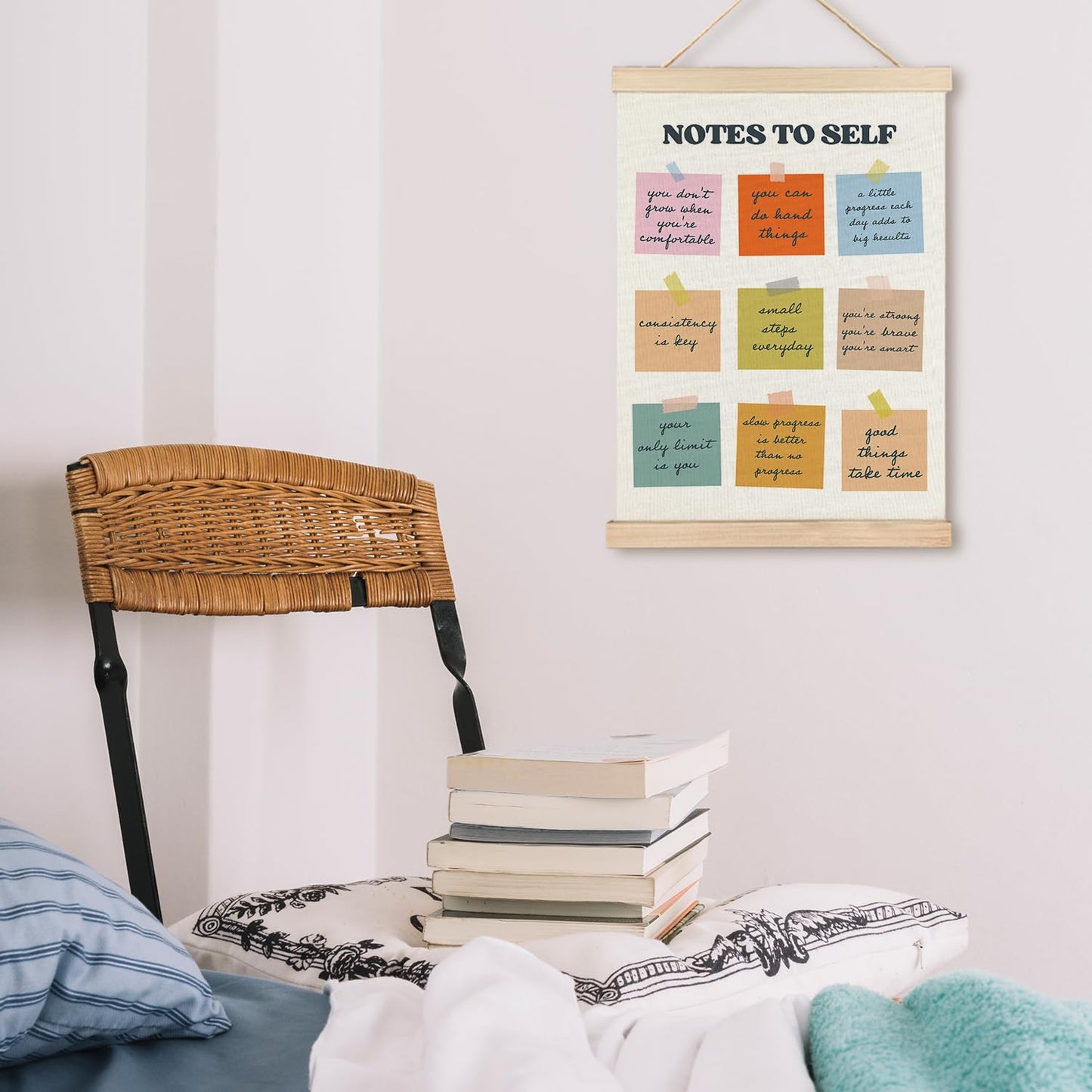 LZYRF Inspirational Wall Art Poster Framed, Notes to Self Motivational Quote Positive Affirmation Canvas Prints Wall Decor for Home Bedroom Living Room Classroom, 12x16 Inch