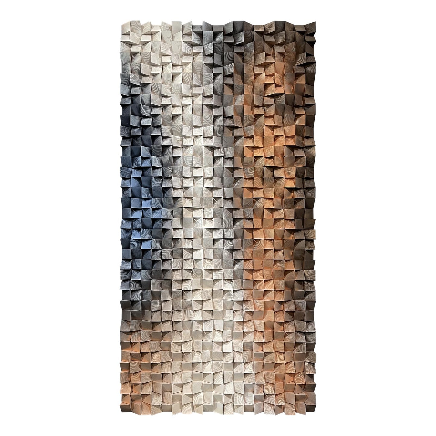 LIUZEYUE Large Wood Wall Art, 3D Textured Mosaic with Geometric Lines, Statement Piece for Stairway Wall or Bedroom, Easy Installation, 27.6x55.1 Inches