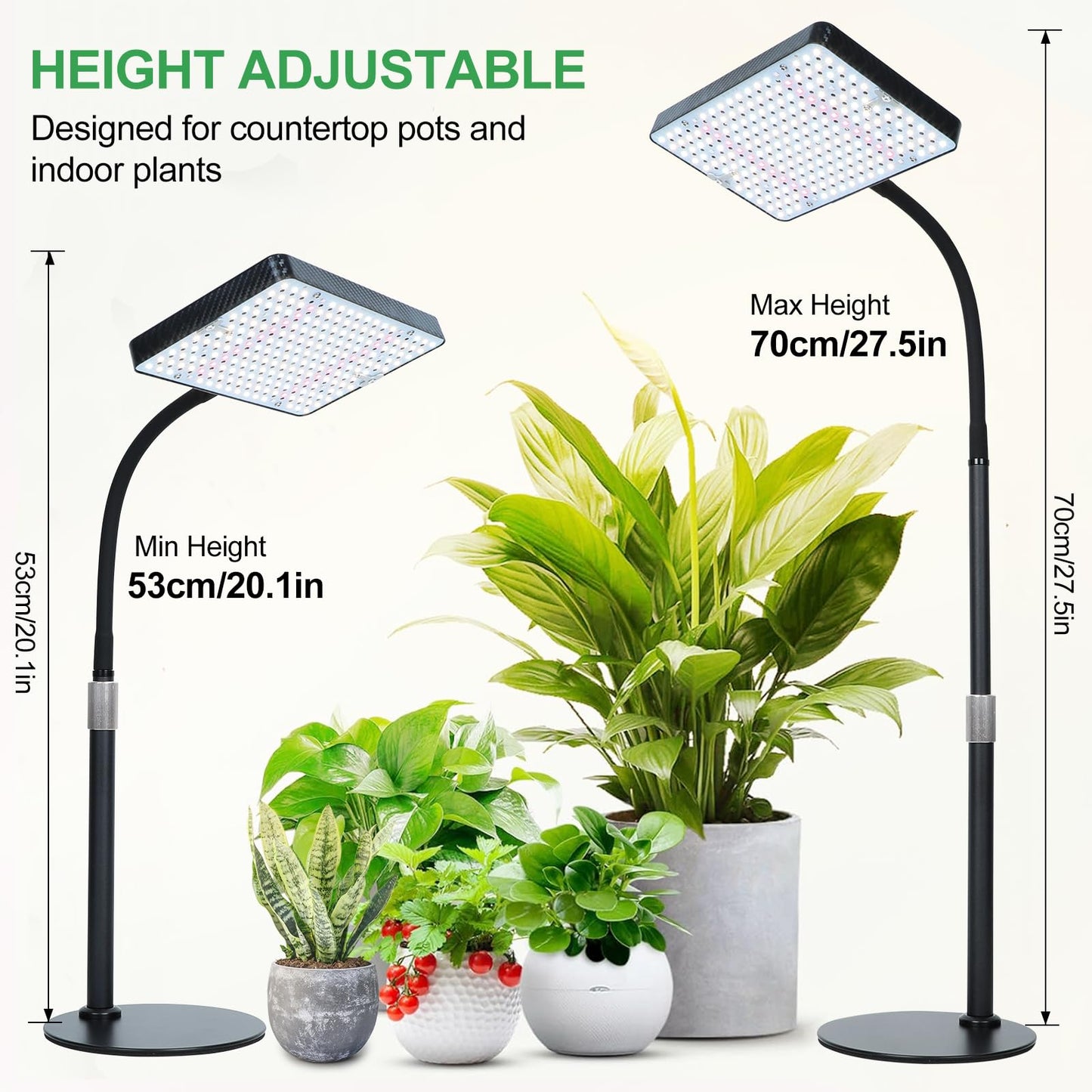 FRGROW 2026 Tabletop Grow Lights for Indoor Plants, Seed Starting, Bonsai, 4/8/12/16/20H Timer, 25 Watt Power Draw, Bright Enough Like A Small Sun, Daisy Chain Function, 16"-24" Height Adjustable