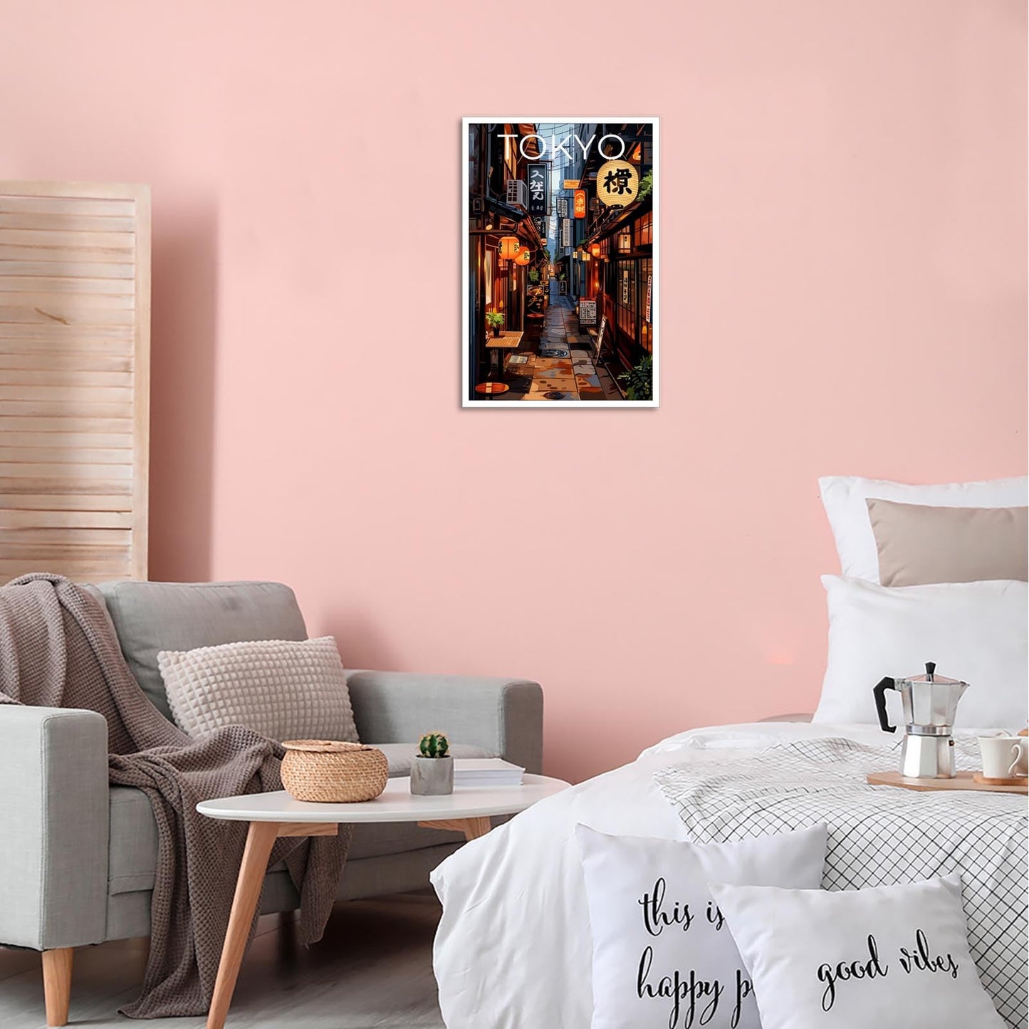 Tokyo Street Alley Night Scene Poster Japan City travel Canvas Wall Art Anime Style Japanese Food Street Landscape Prints Painting For Living Room Bedroom Office Wall Decor 12x16in Unframed