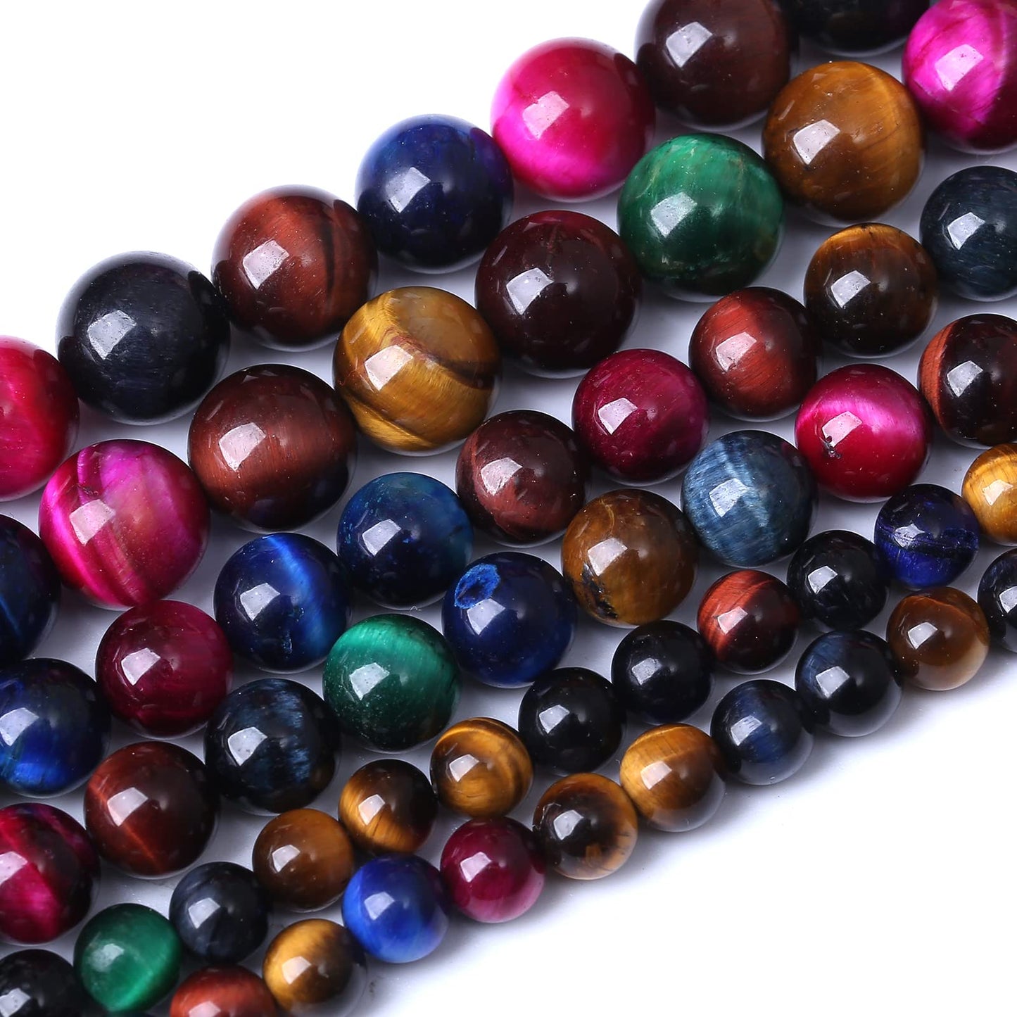 45PCS 8MM AAA Colorful Tiger Eye Stone Beads Natural Gemstone Bead Crystal Healing Energy Jewelry Making DIY 15 inches