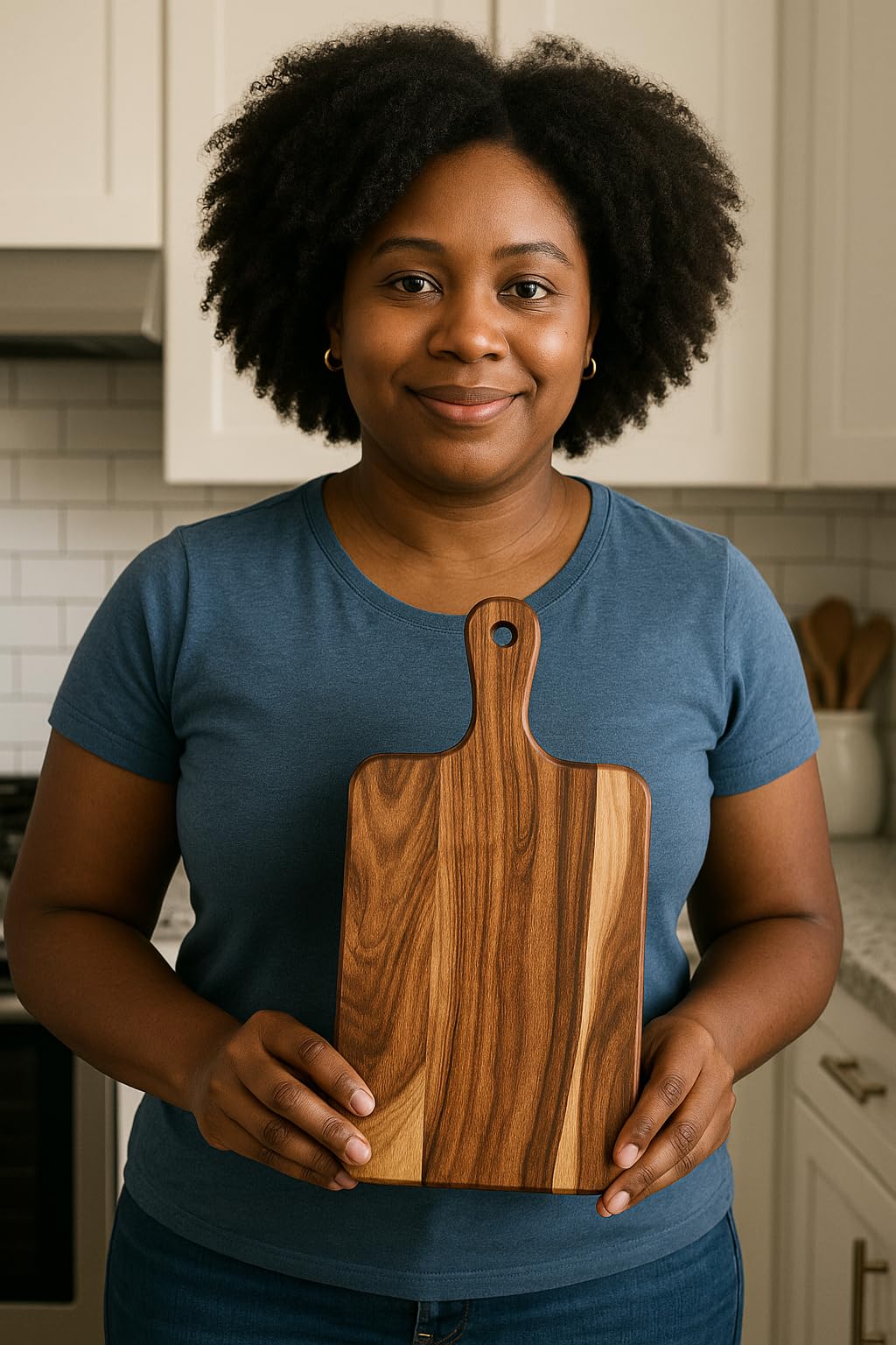 Charcuterie Board, Wood Serving Board/Small Wooden Cutting Board, Beginner & Kid Friendly- Durable with Grip Handle For Meat, Veggies, Cheeses and Fruit- House Warming Kitchen Gift/Gift for Foodies.