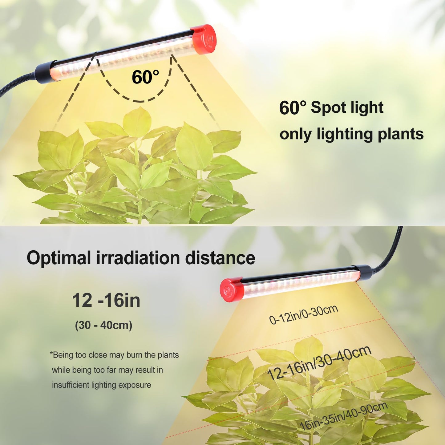 GroCruiser 4Head Tabletop Grow Lights for Indoor Plants, Seed Starting, Bonsai, 4/8/12/16/20H Timer, 36 Watt Power Draw, NO Need Adapter, Bright and Big Coverage, Best Gift for Plants Lover