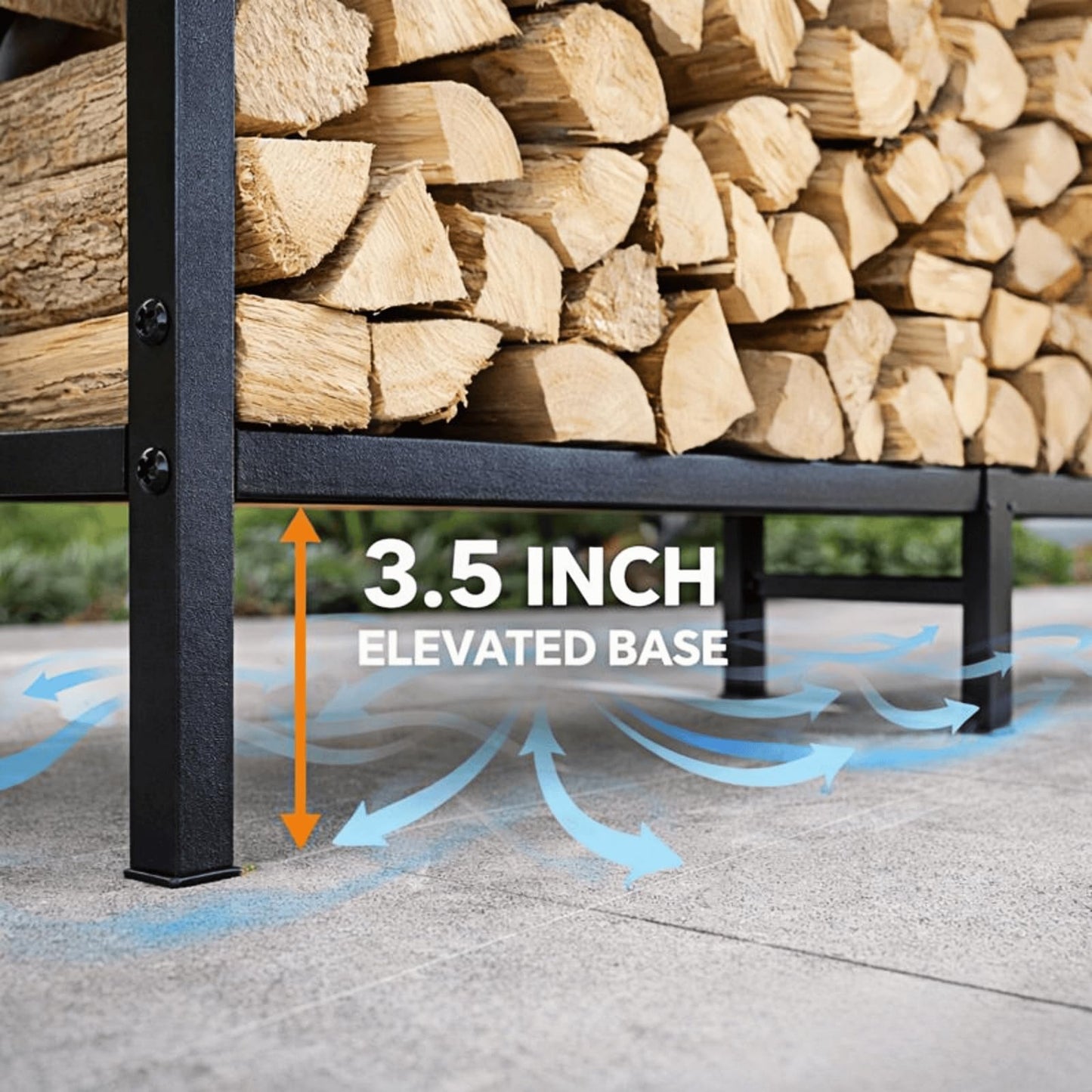 CADUKE Firewood Rack Outdoor, Adjustable 4FT to 2.64FT Heavy Duty Wood Racks for Firewood, Metal Log Rack Wood Storage for Indoor Fireplace Patio, Black