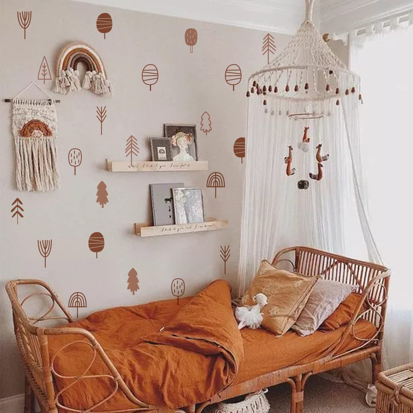 QUCHENG Boho Wall Stickers Girls Bedroom Removable Wall Decals Nursery Kids Room Decor Vinyl Murals DIY Cute Decorations 6 Sheets