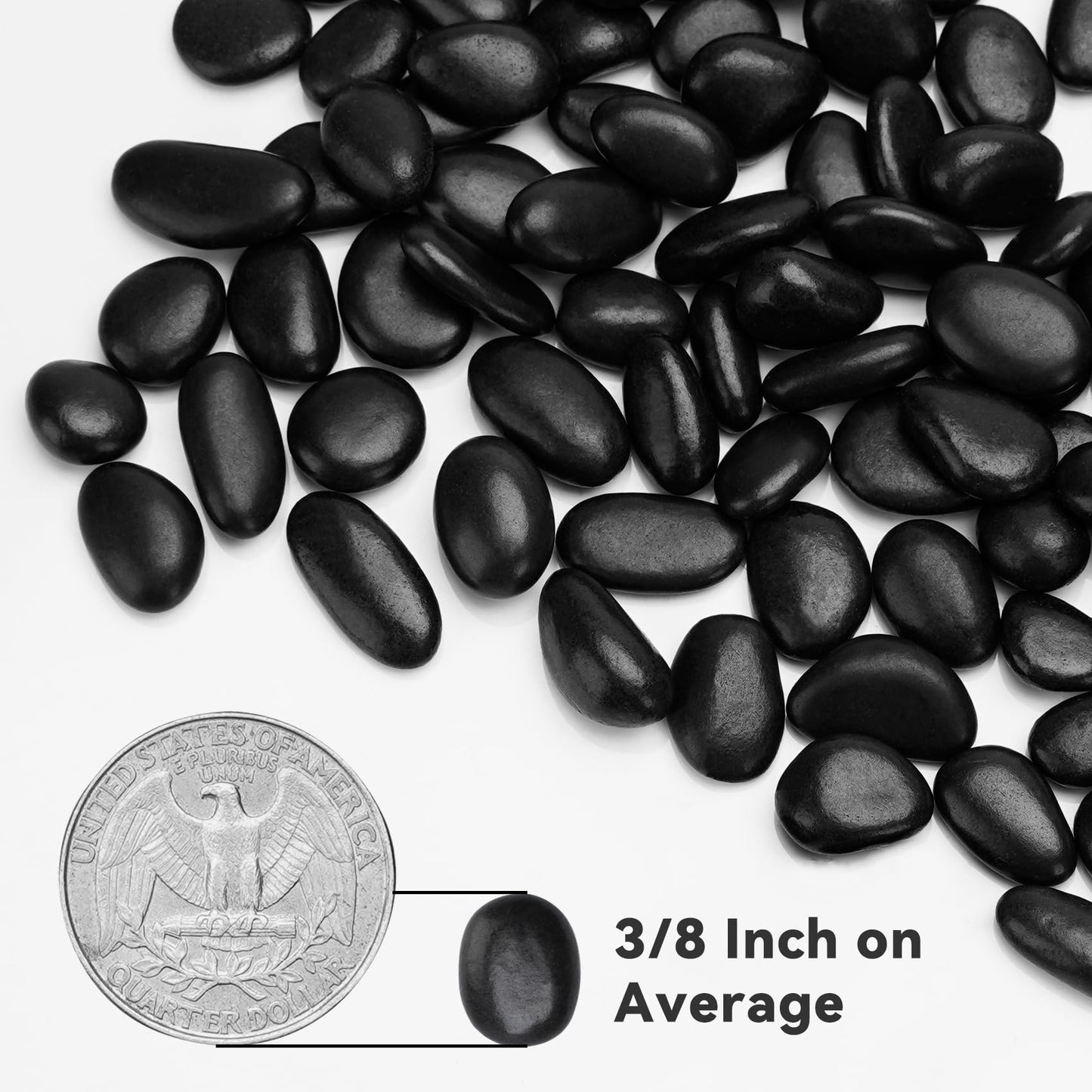 Onlyfire 18 lb Black Polished Pebbles, 3/8" Natural Decorative River Rocks for Plants, Vases, Aquarium, Succulents and Outdoor Garden Landscaping