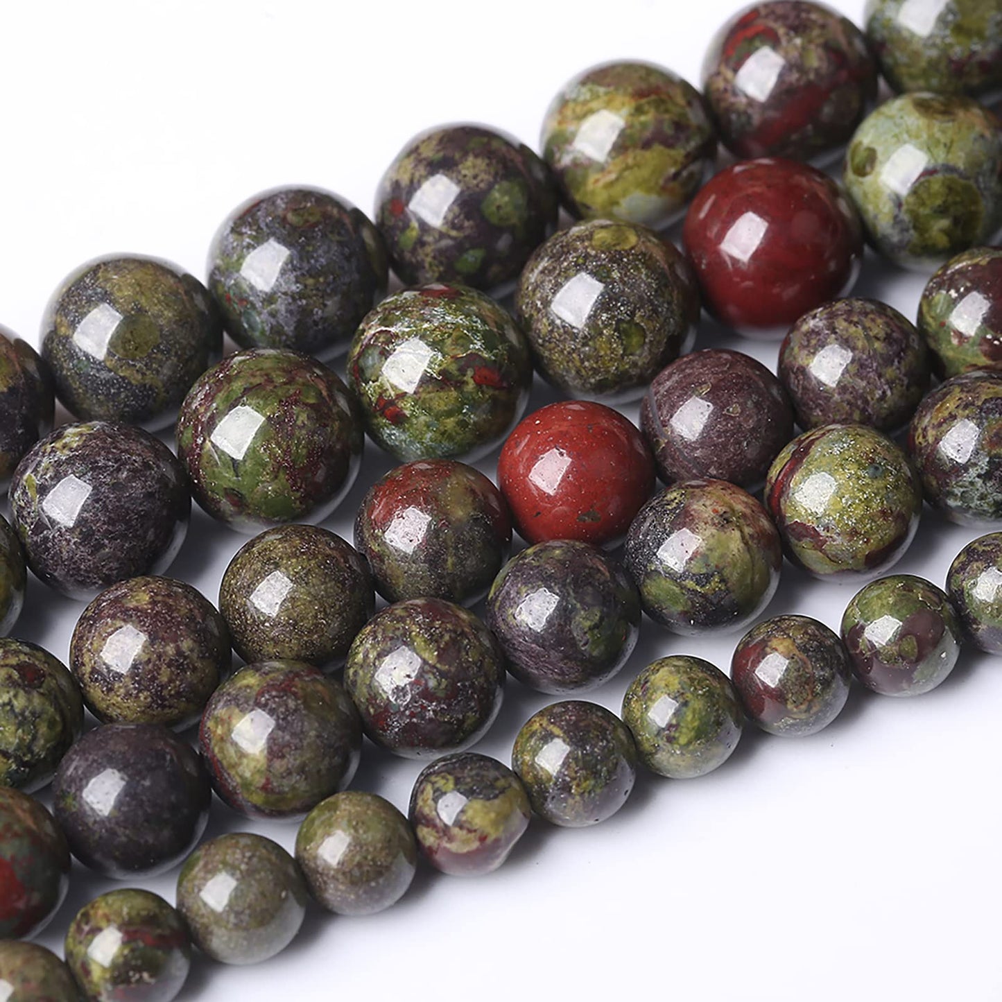 Natural Dragon Blood Jasper Beads Round Loose Energy Healing Stone Beads for Jewelry Making DIY Bracelet 8mm 45pcs 15 Inch
