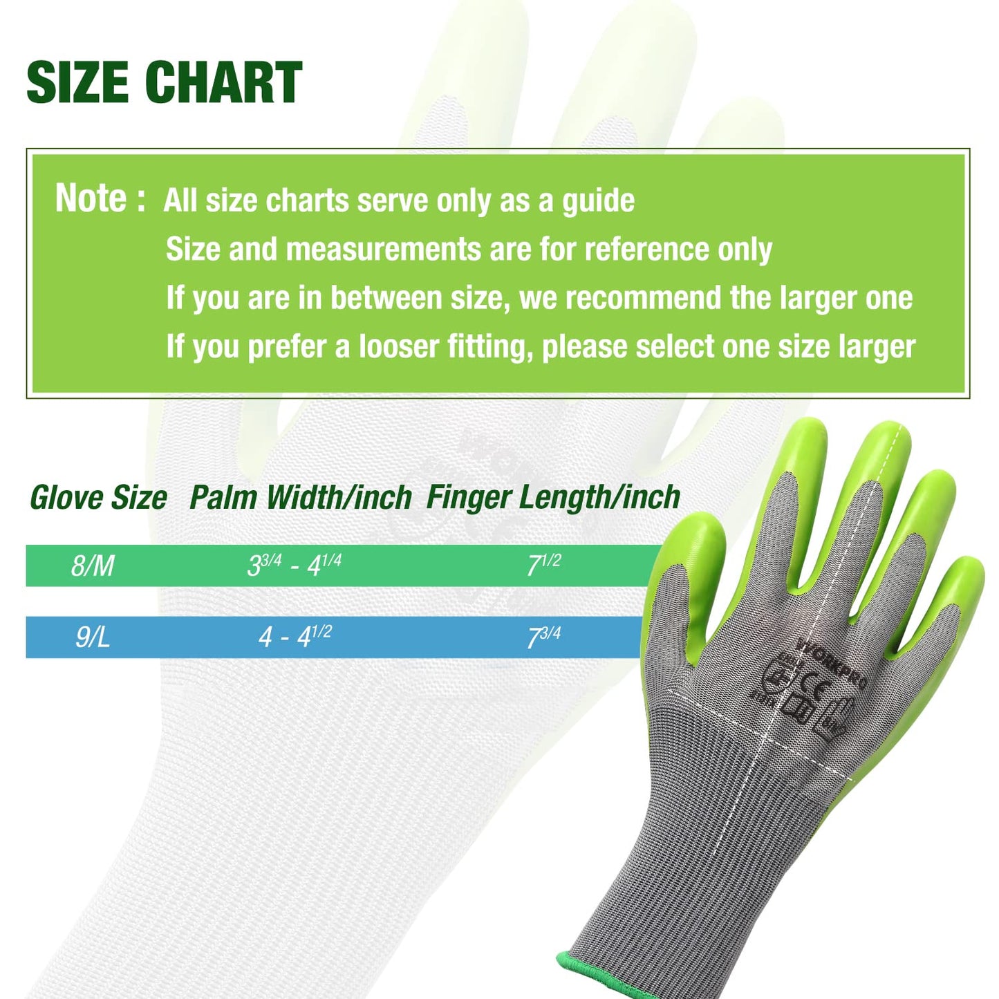 WORKPRO 6 Pairs Garden Gloves, Work Glove with Eco Latex Palm Coated, Gardening Glove, Working Gloves for Weeding, Digging, Raking, and Pruning (Large)