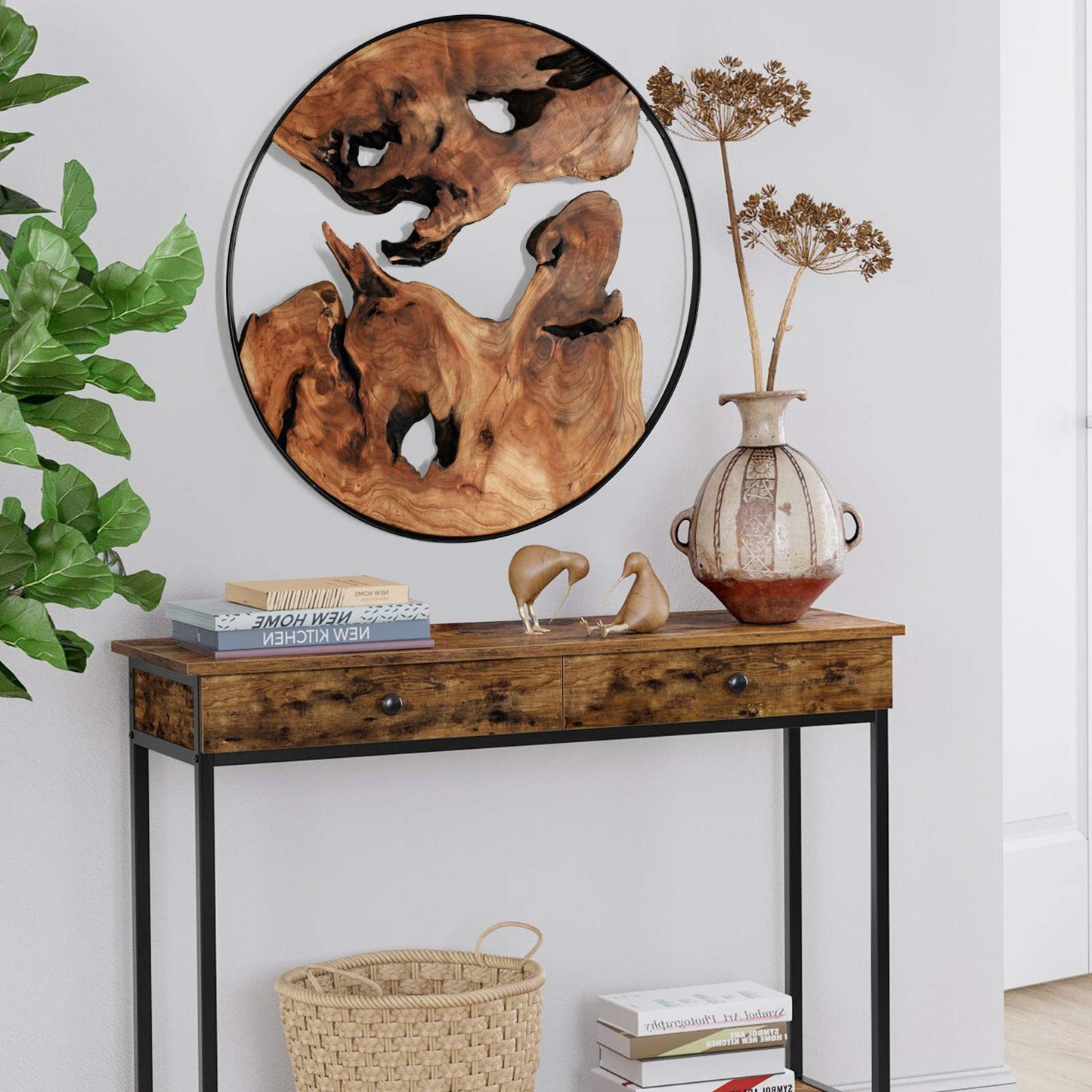 WELLAND Cedar Wood Wall decoration Ornaments, 16" L x 16" W x 1" H Hanging Decoration, irregular shape décor for Home Office, Living Room, Bedroom, Entryway, Bathroom
