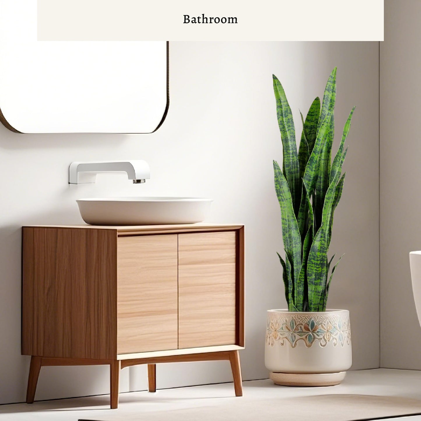 KOL 3ft Artificial Snake Plant, Fake Sansevieria Potted Plants, with Thick Lifelike Faux Leaves, Indoor Home Office Decor, Mother-in-Law Tongue Houseplant, 35in, Green