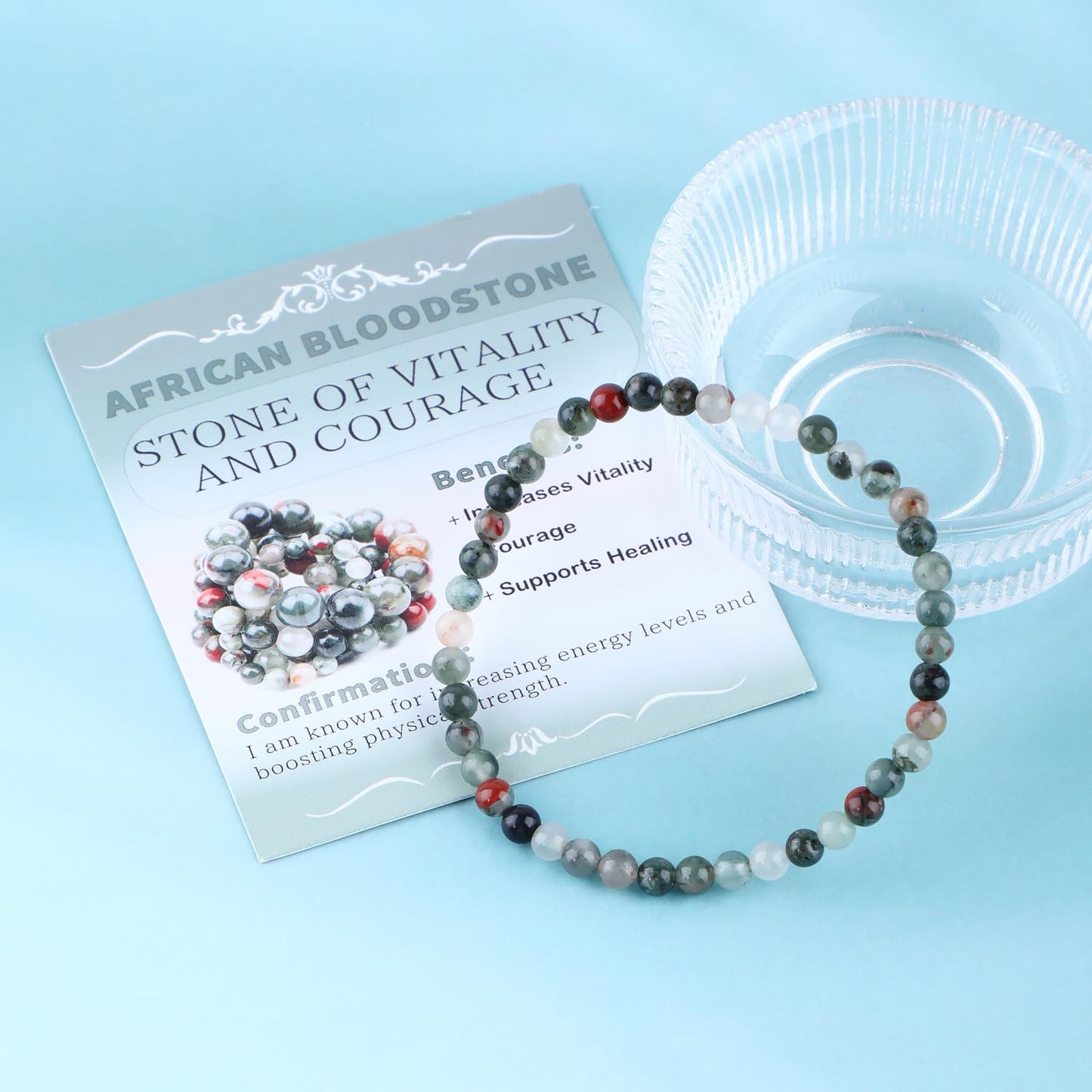 Bymitel 4mm African Bloodstone - Handmade Reiki Gemstone Stretch Bracelet, Natural Beauty & Spiritual Essence, Crystal Healing for Unisex Adults
